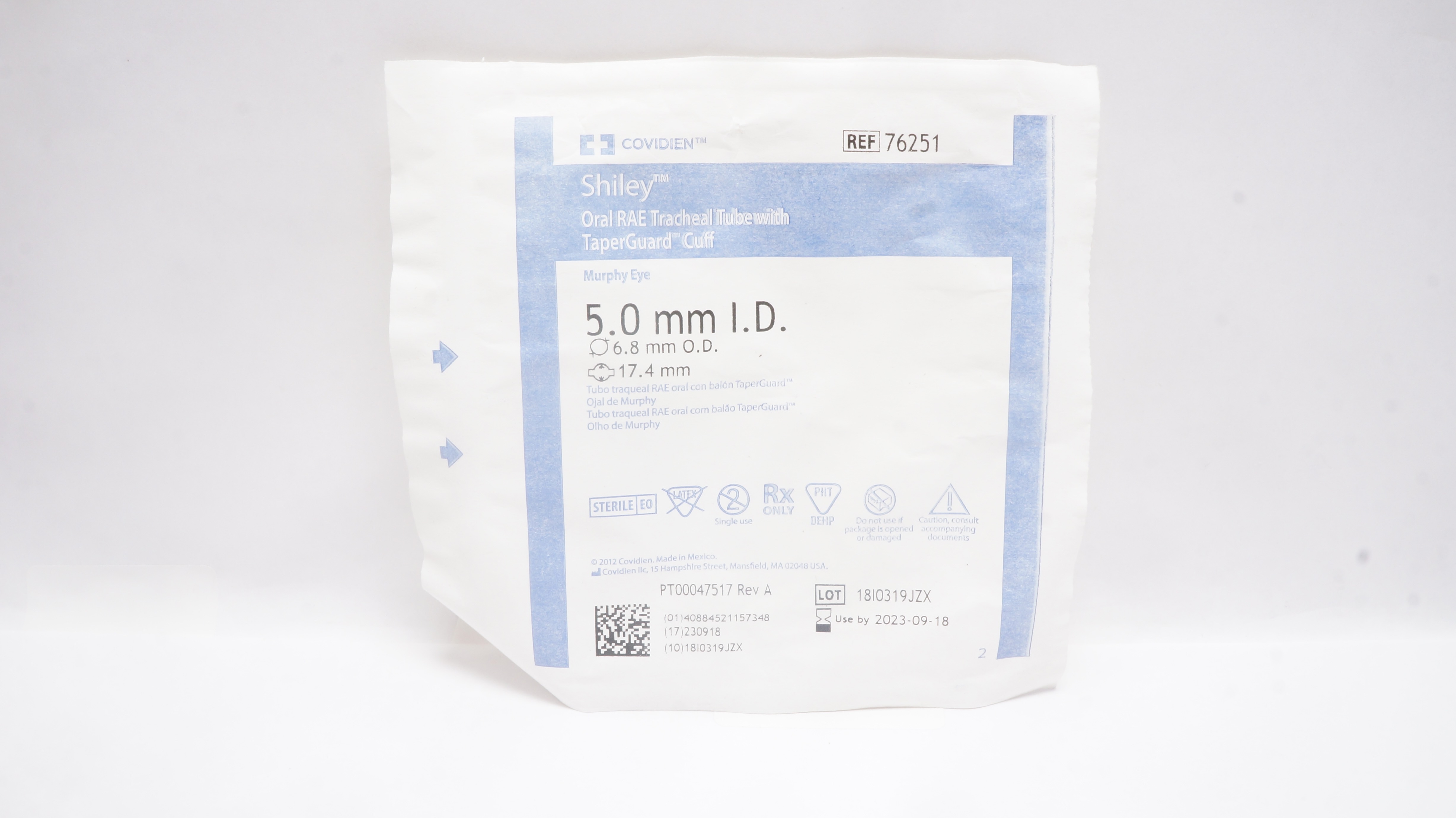 Covidien 76251 Mallinckrodt Oral RAE Tracheal Tube Cuff 5.0 x 6.8mm