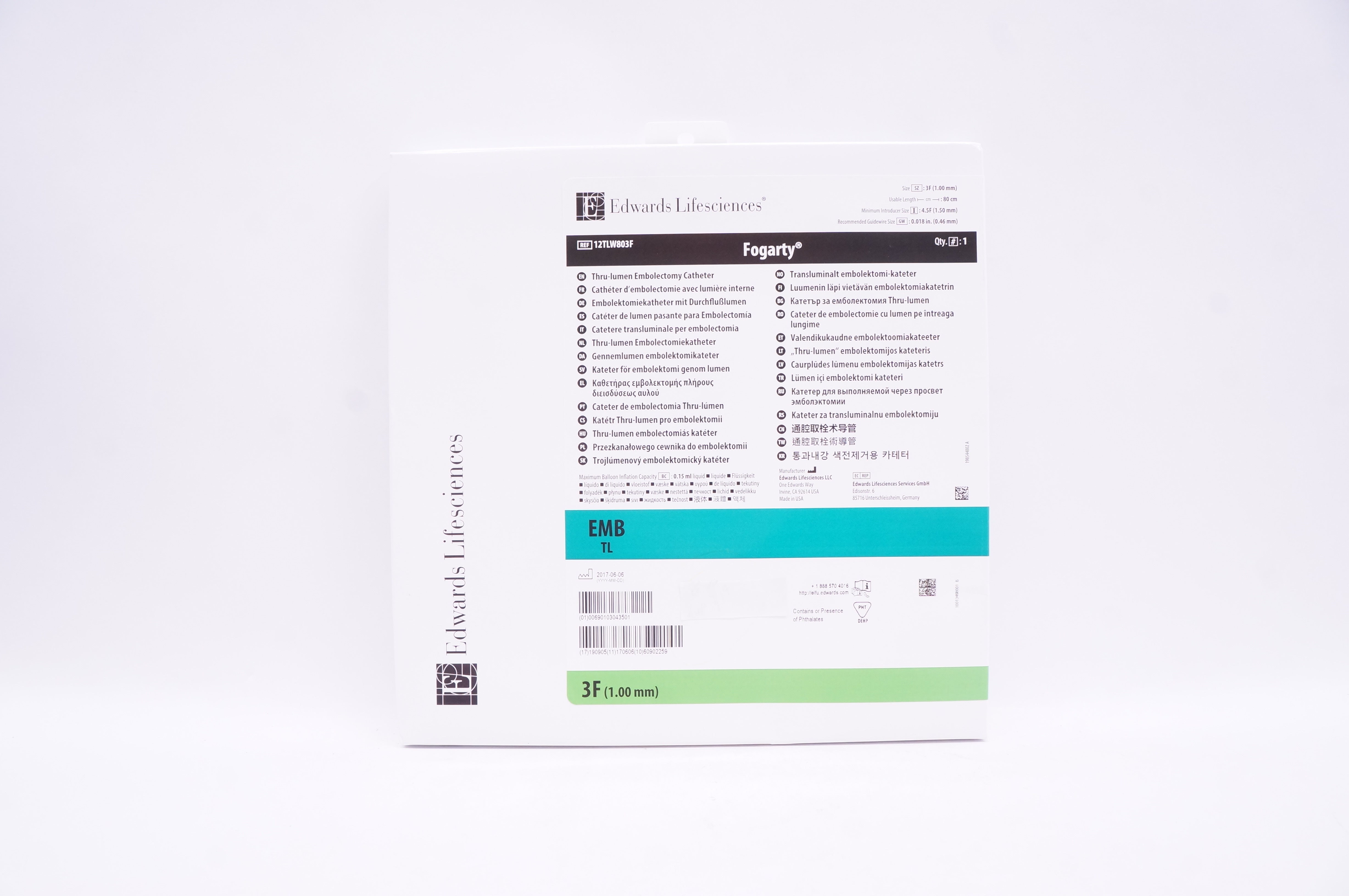 Edwards Lifesciences 12TLW803F Fogarty Thru-lumen Embolectomy Cath. 3F (x)