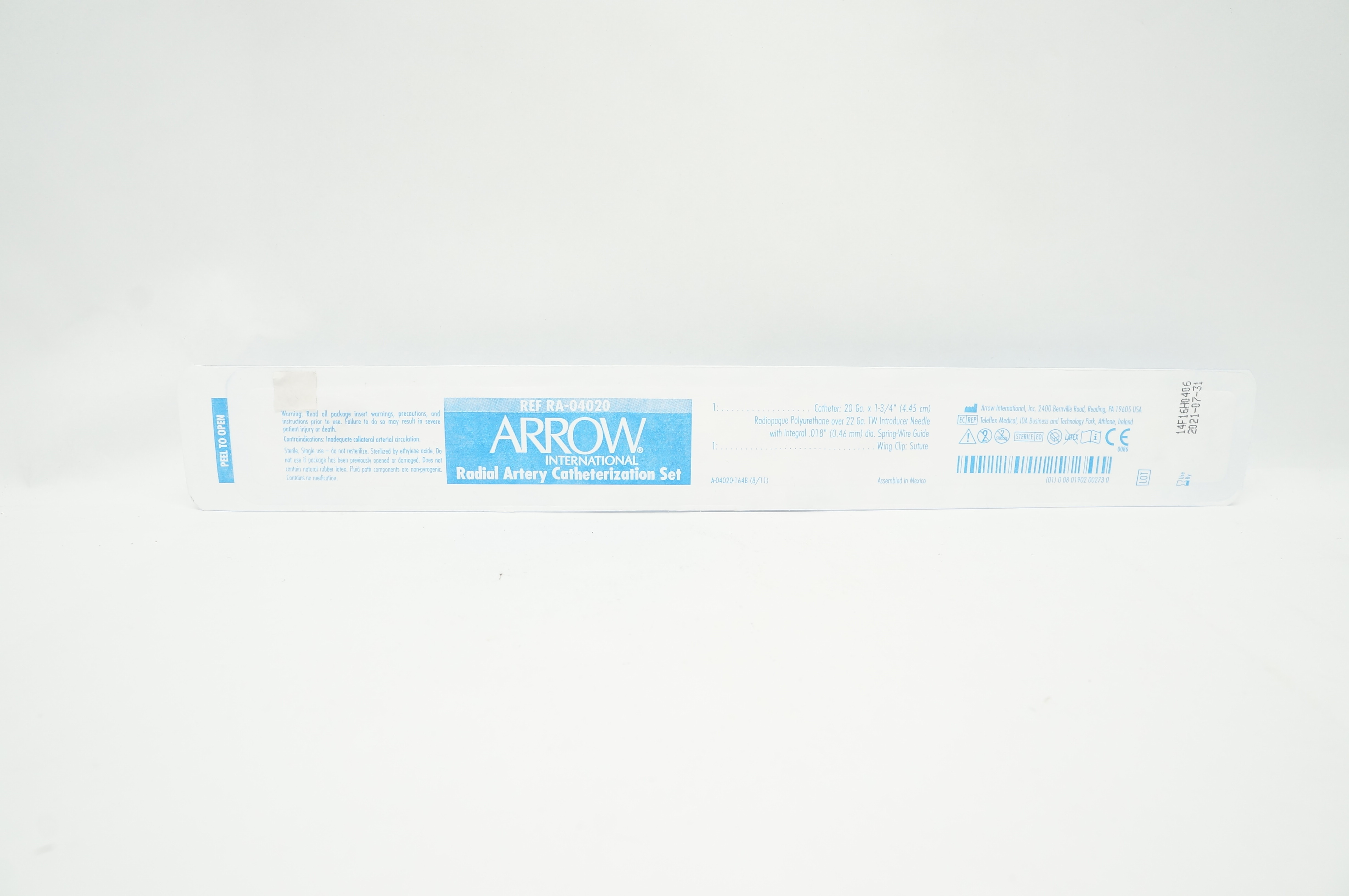Arrow RA-04020 International Radial Artery Cath. Set  20Ga x 1-3/4 inch