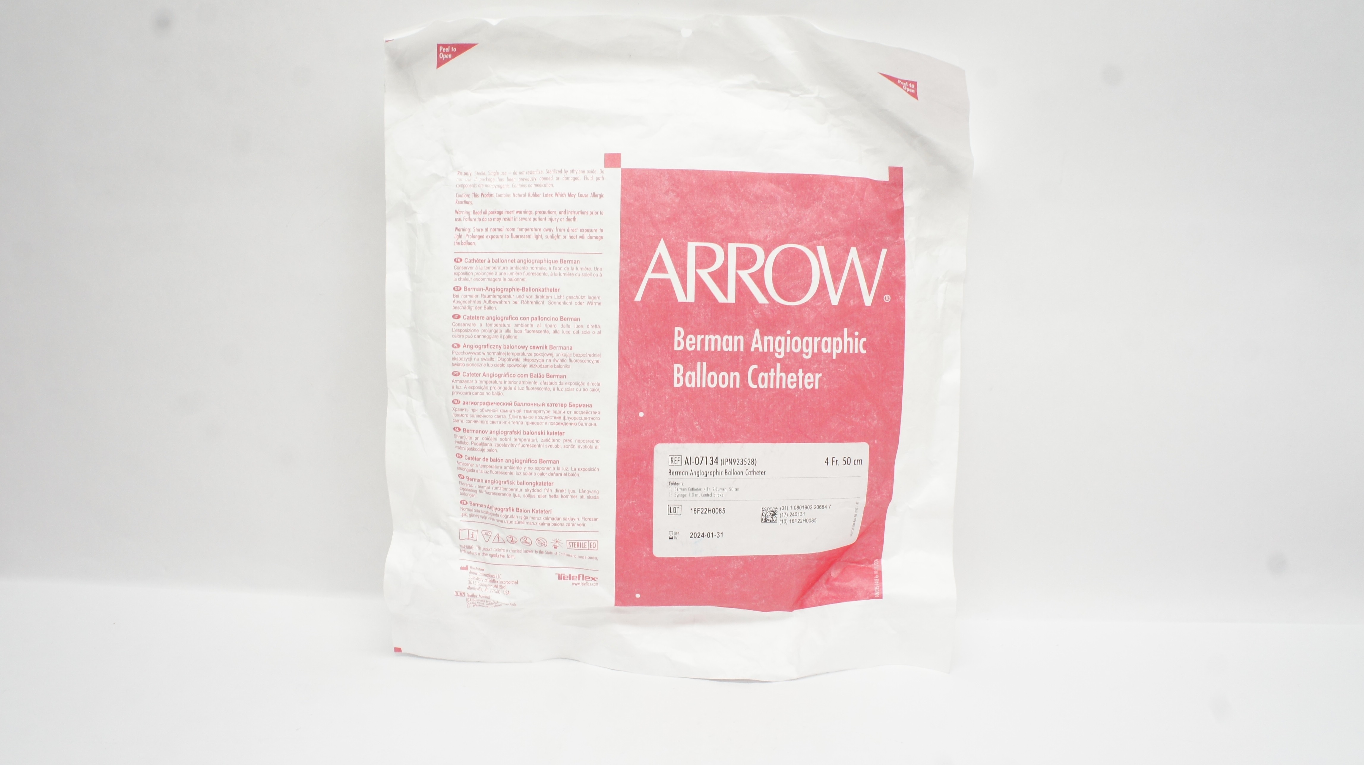 Arrow AI-07134 Berman Angiographic Balloon Cath. 4Fr x 50cm