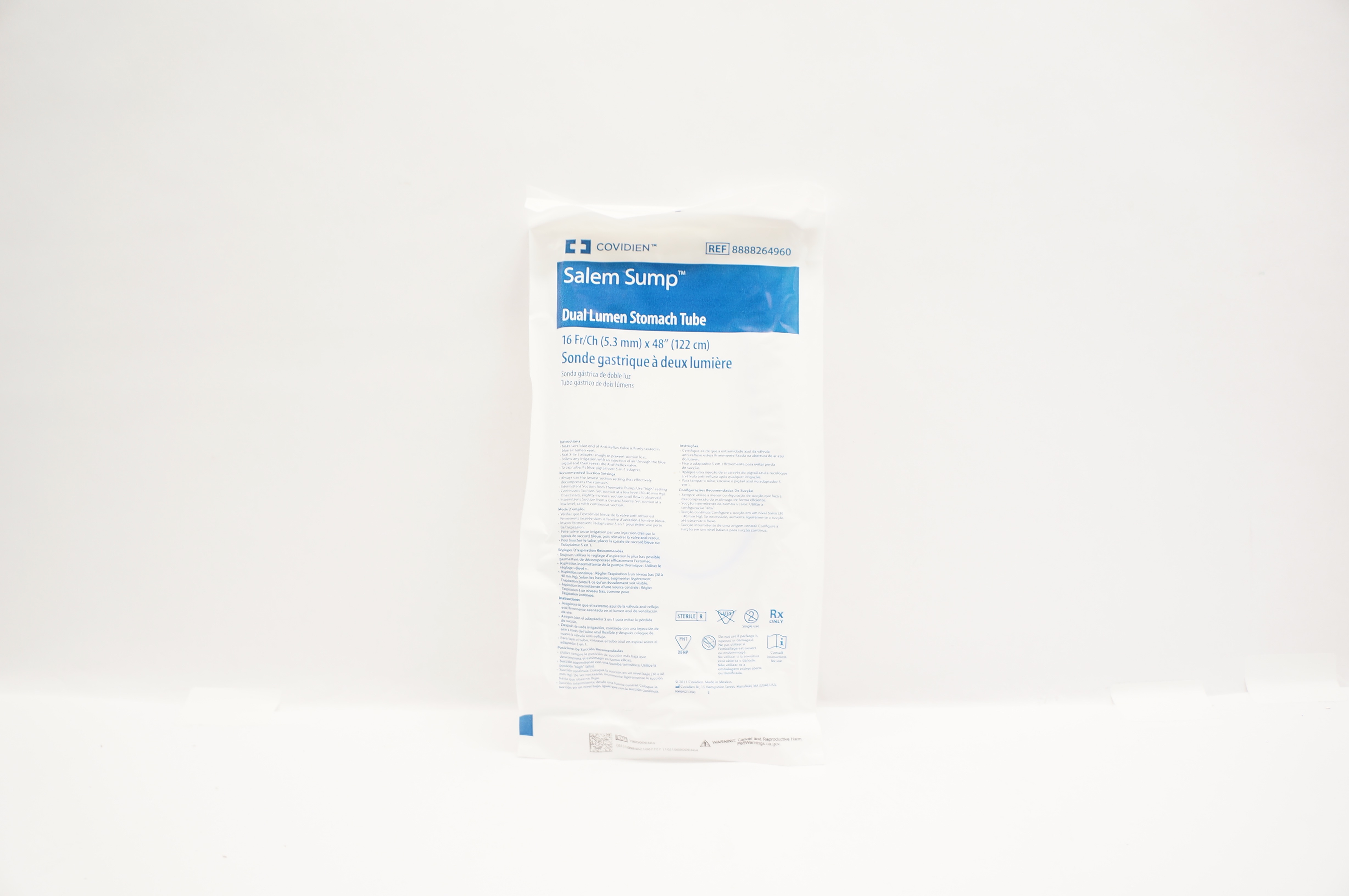 Covidien 8888264960 Salem Sump Dual Lumen Stomach Tube 16Fr/Ch x 48 inch