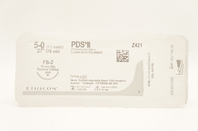 Ethicon Z421 5-0 PDS II Stre FS-2 19mm 3/8c Reverse Cutting 27 in. (x)