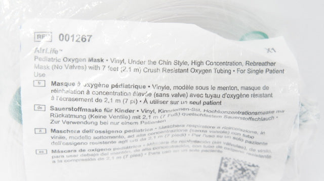 CareFusion 001267 AirLife Pediatric Oxygen Mask w/7ft. Oxygen Tubing