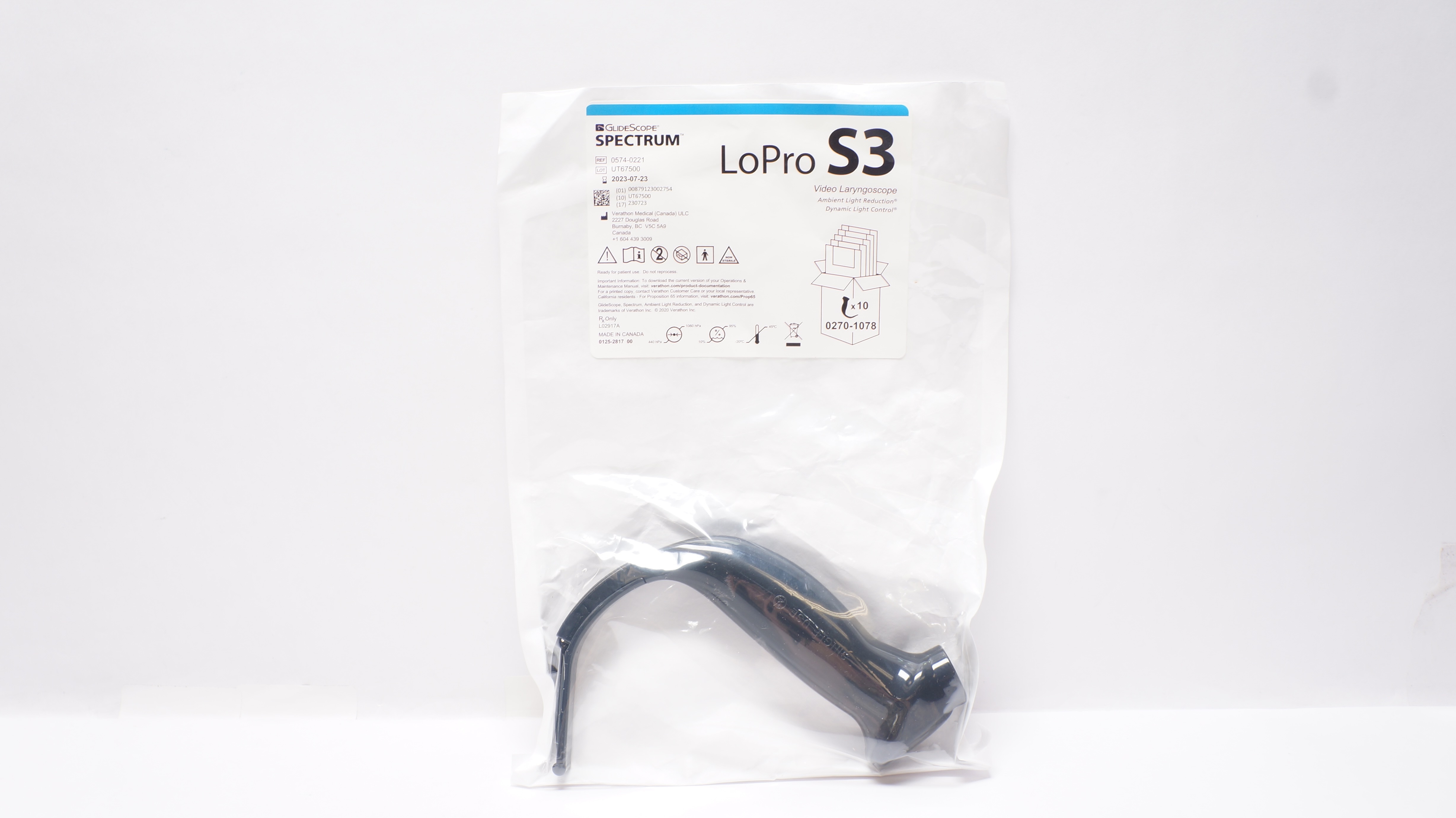 Verathon 0574-0221 Spectrum GlideScope LoPro S3 Video Laryngoscope (x)