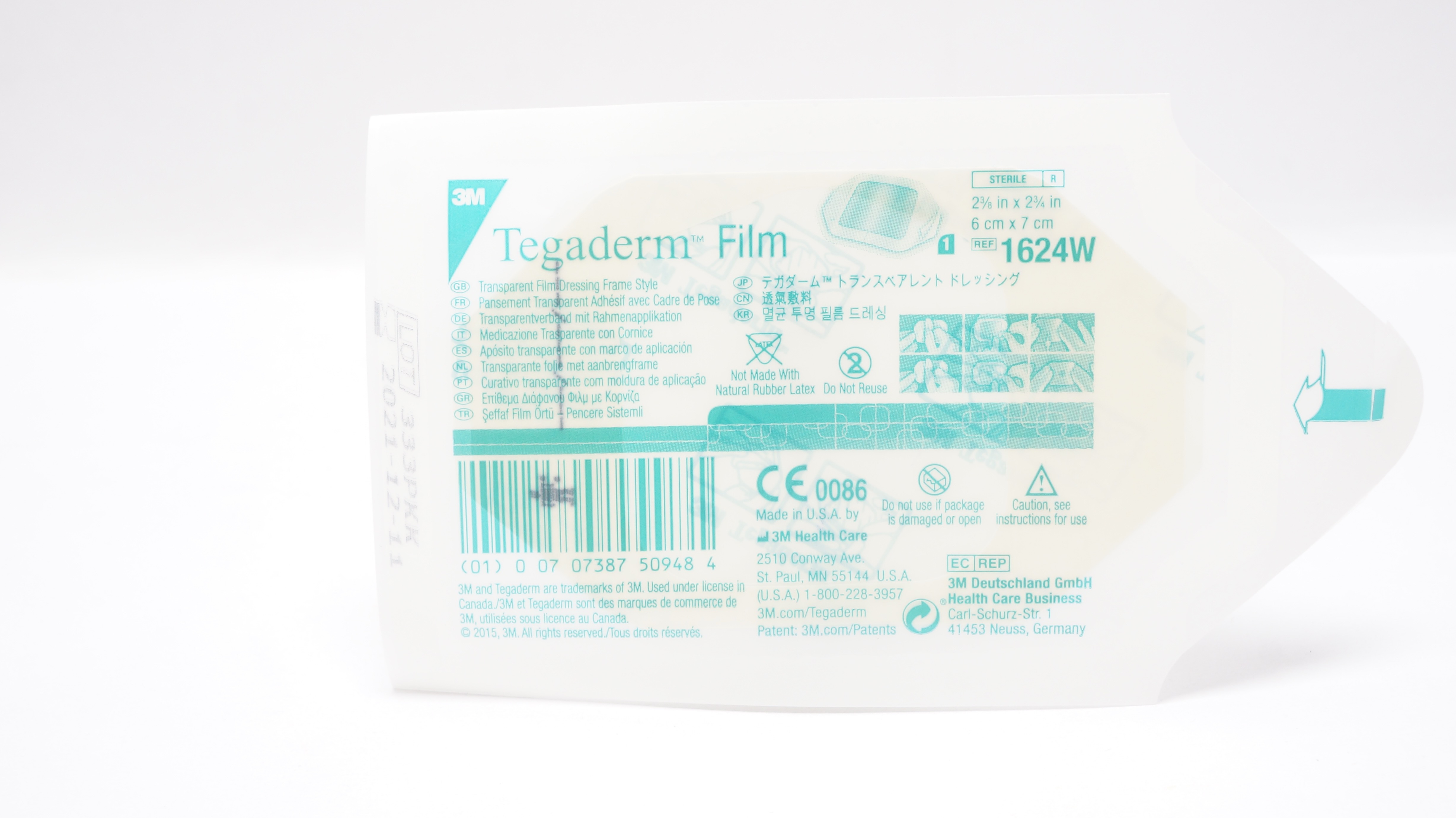 3M 1624W Tegaderm Transparent Film Dressing Frame Style 2 3/8 x 2 3/4 inch (x)