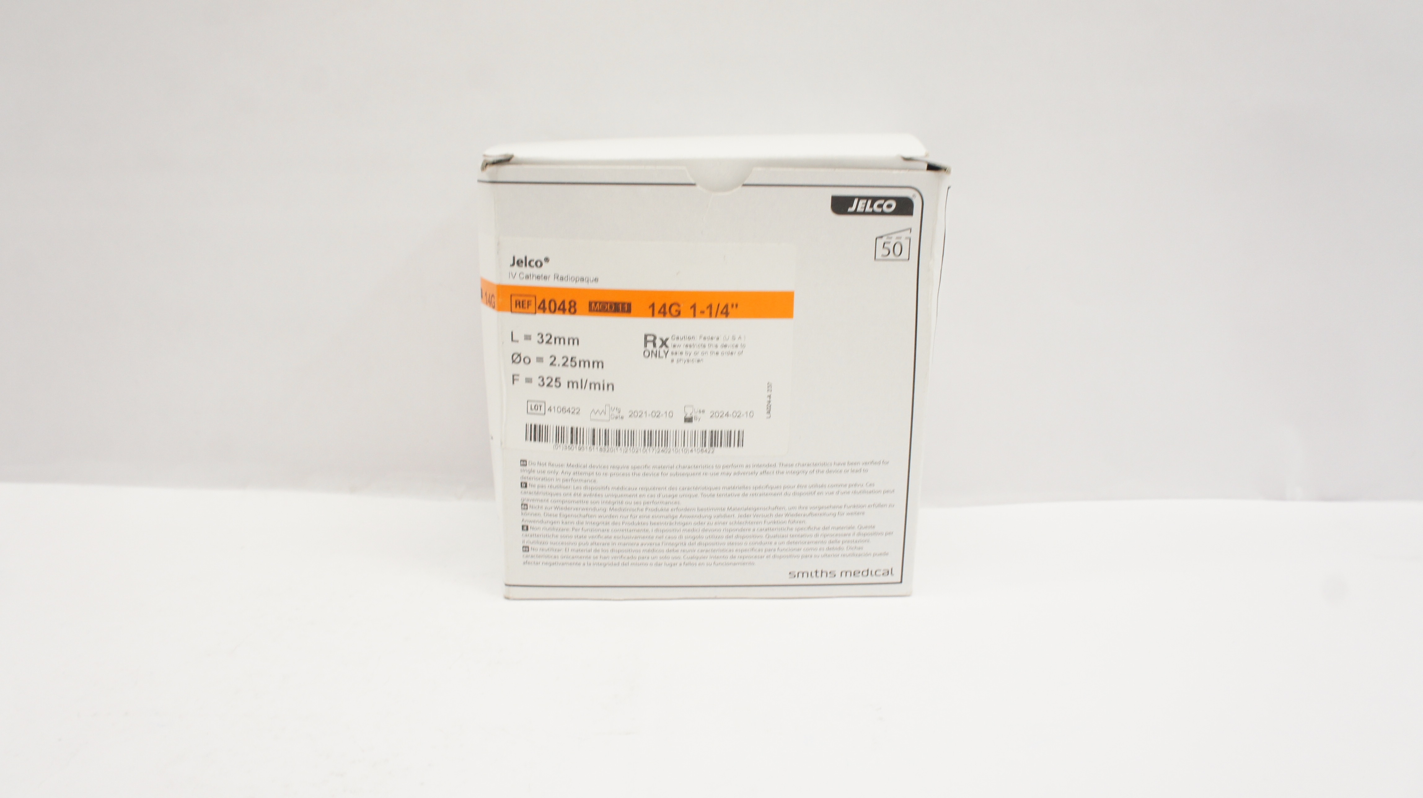 Smiths Medical 4048 Jelco IV Cath. Radiopaque 14G 1-1/4inch - Box of 50