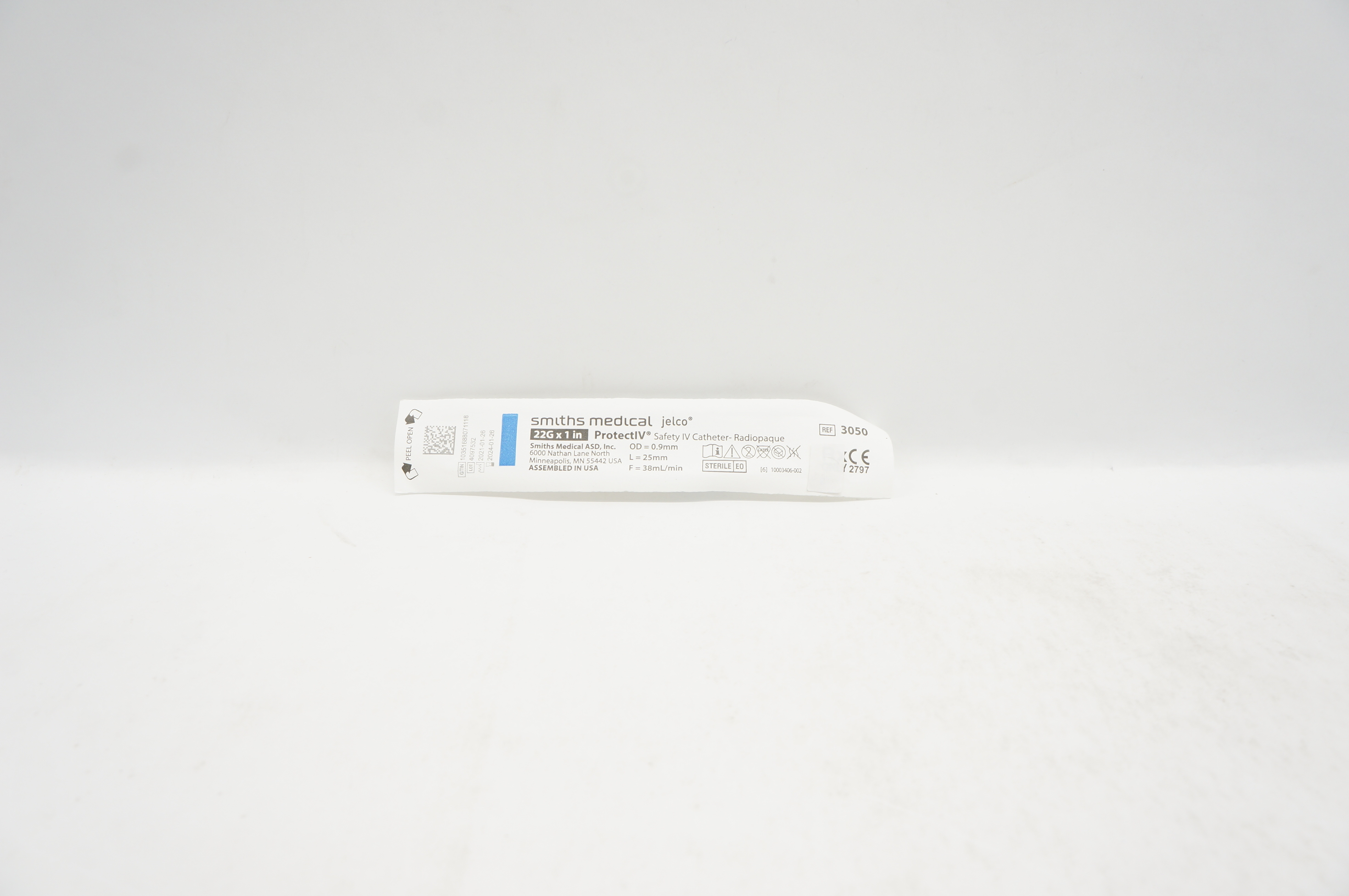 Smiths Medical 3050 JELCO ProtectIV Safety I.V. Cath. 22G x 1in.