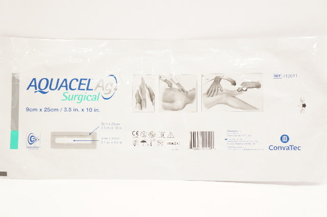 ConvaTec 412011 Aquacel Ag Surgical Cover Dressing 3.5inch x 10inch (x)