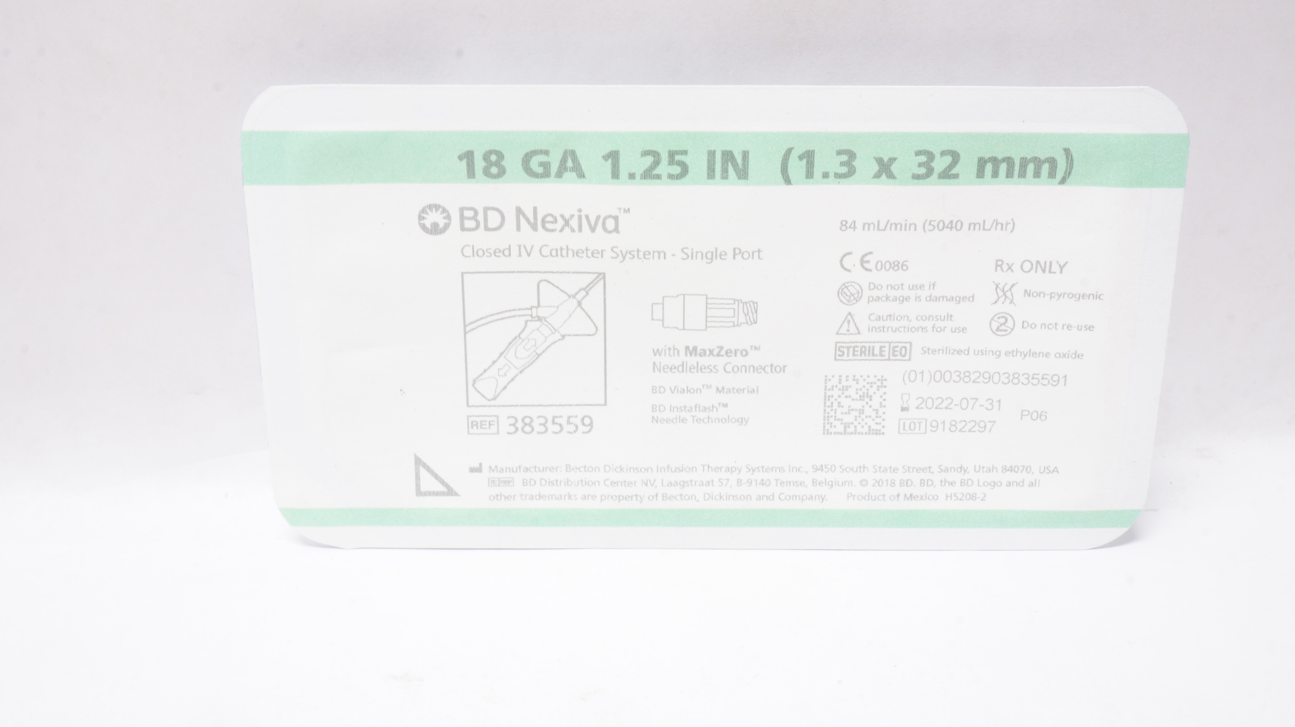 BD 383559 Nexiva Closed IV Catheter System 18Ga 1.25In (x)