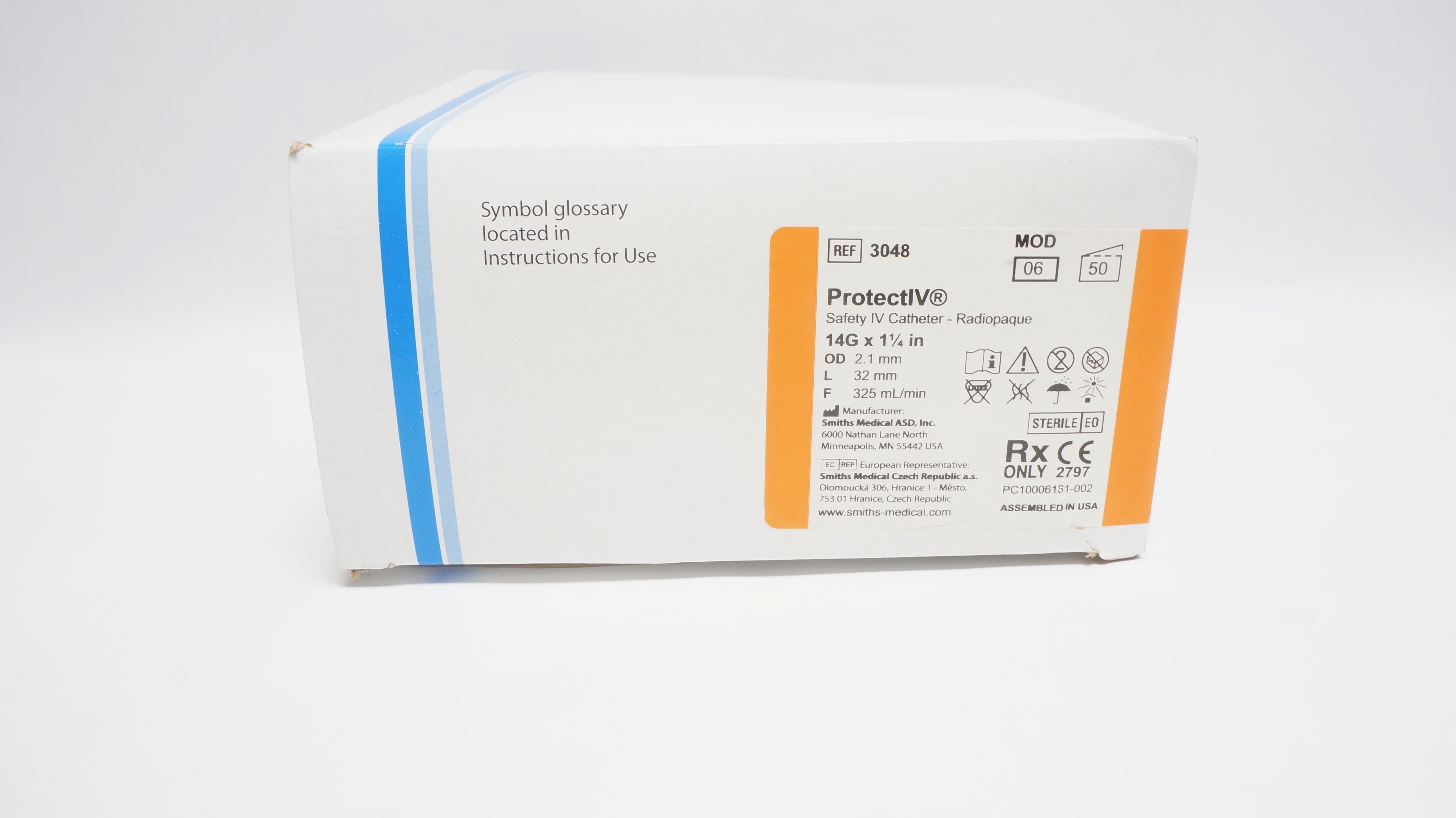 Smiths Medical 3048 JELCO ProtectIV Safety IV Cath. 14G x 1-1/4inch(x)-Box of 50