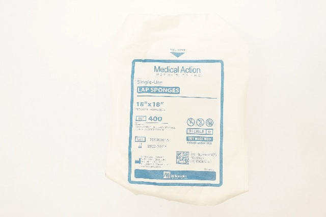 Medical Action 400 Single-Use Lap Sponges Pre-Washed W/Bands 18 x 18inch (x)