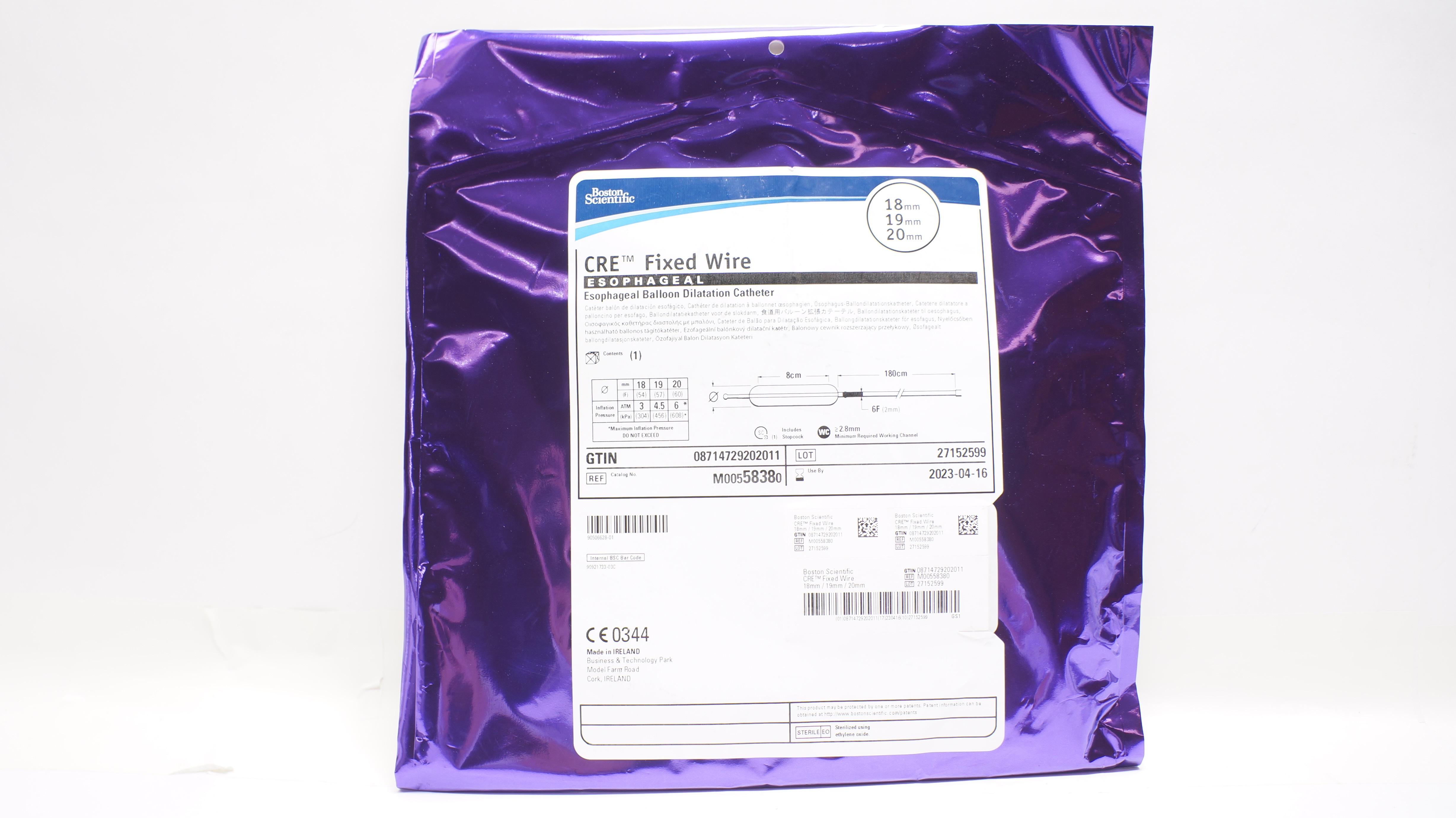 Boston Scientific M00558380 CRE Esophageal Balloon Dilatation Cath.18/19/20mm(x)