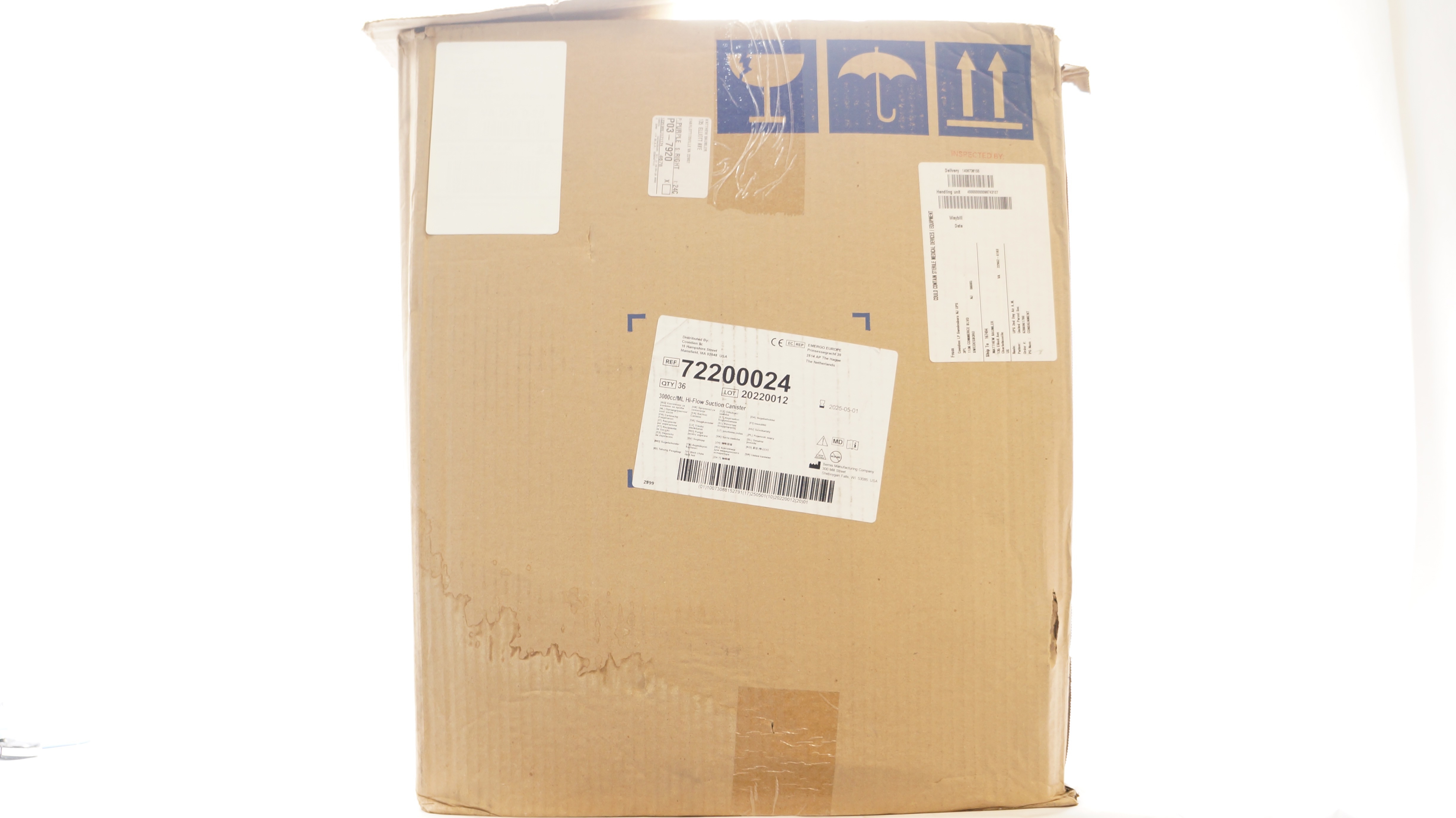 Bemis 72200024 3000cc/ml Hi-Flow Suction Canister - Case of 36