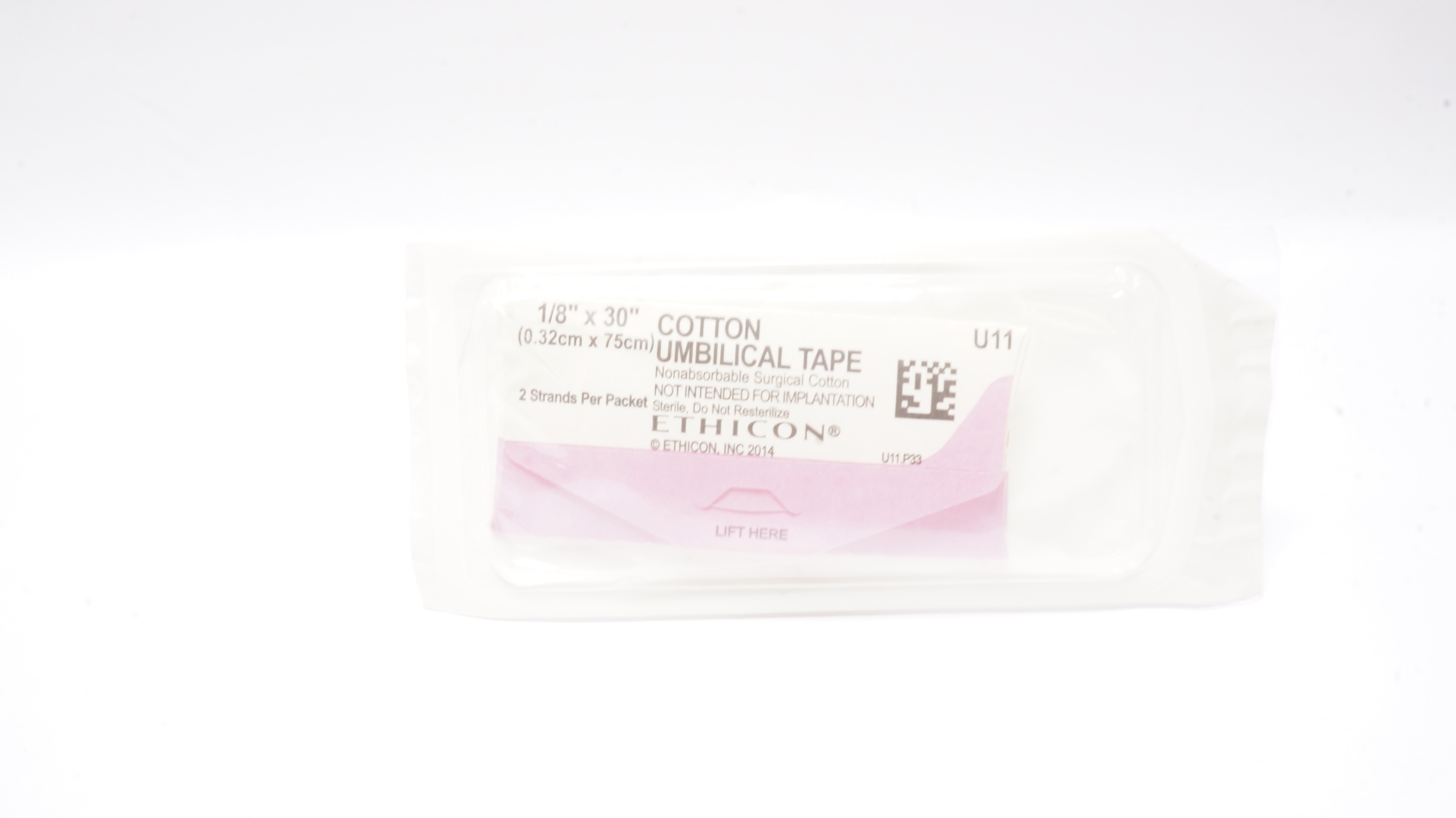 Ethicon U11 Cotton Umbilical Tape Nonabsorbable Surgical Cotton 1/8 x 30inch(x)