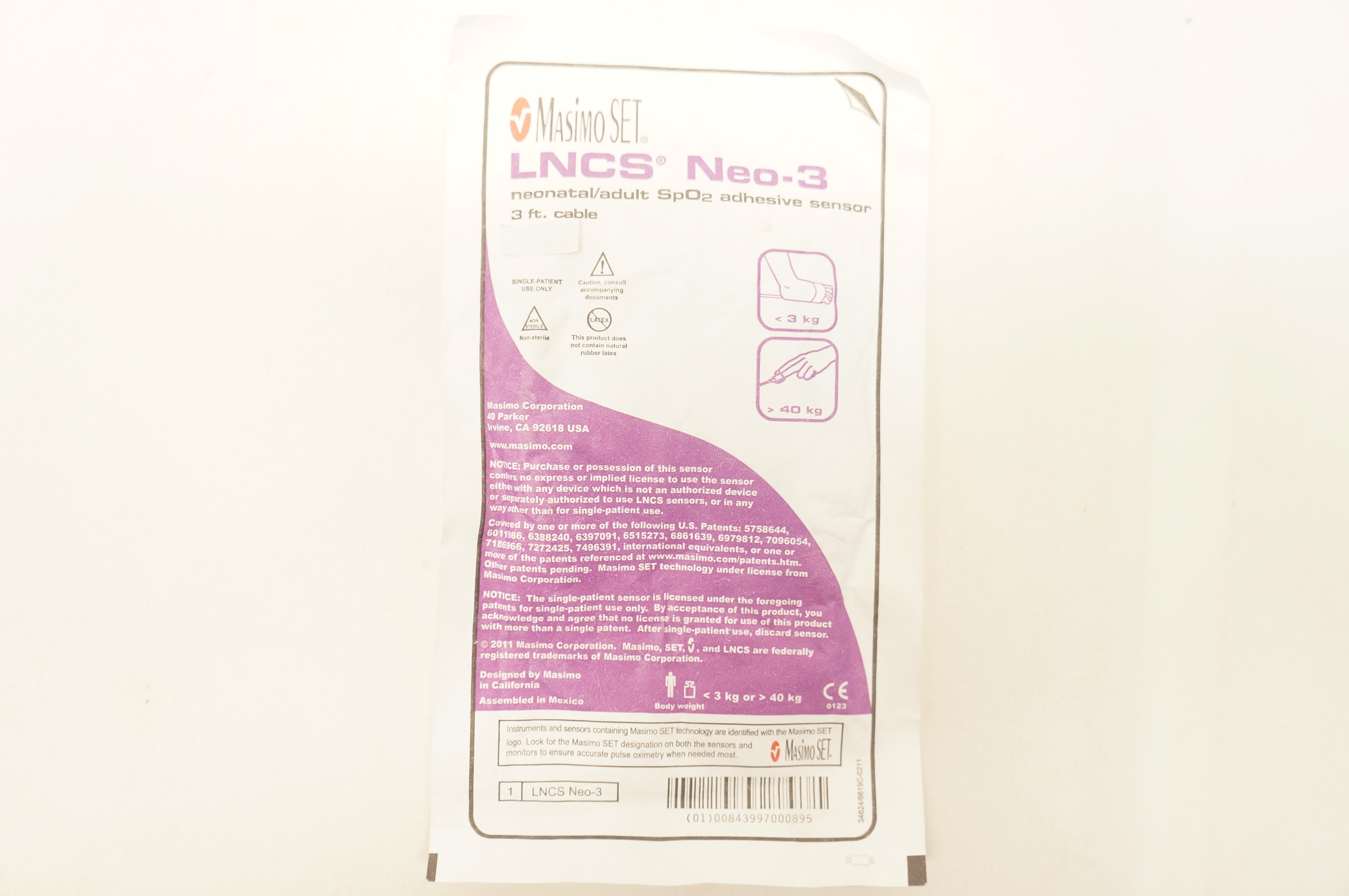 Masimo LNCS Neo-3 SpO2 Neonatal/Adult  Pulse Oximeter Adhesive Sensor