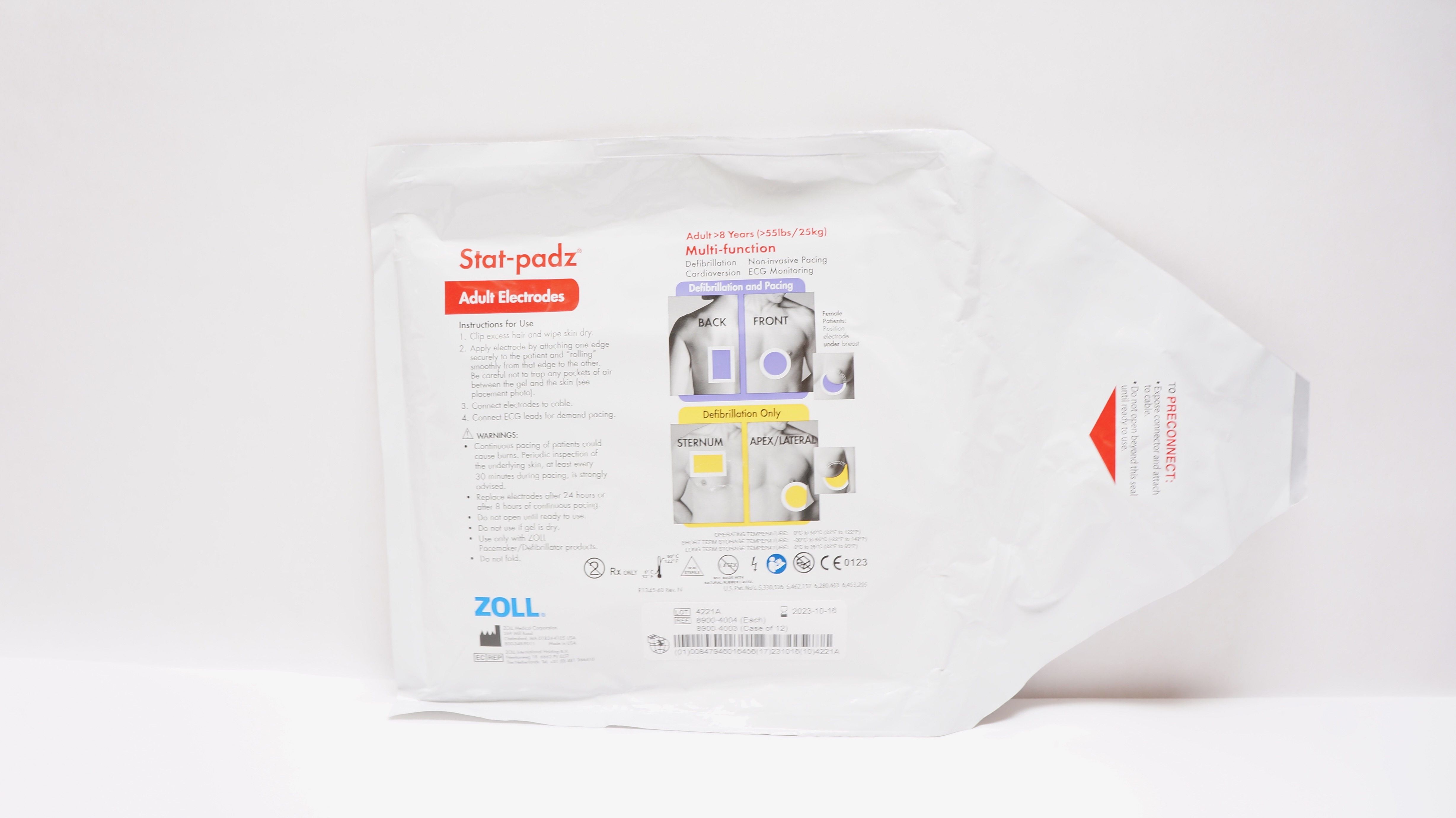 Zoll 8900-4004 Stat-padz Multi-Function Adult Electrodes >8 Years >55 lbs (x)