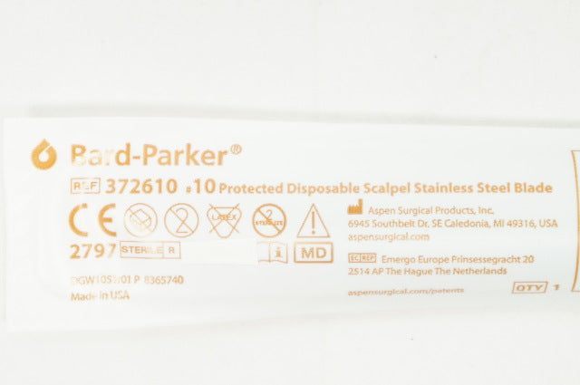 Aspen 372610 Bard-Parker Hill-Rom 10 Protected Disposables Scalpels SS Blade