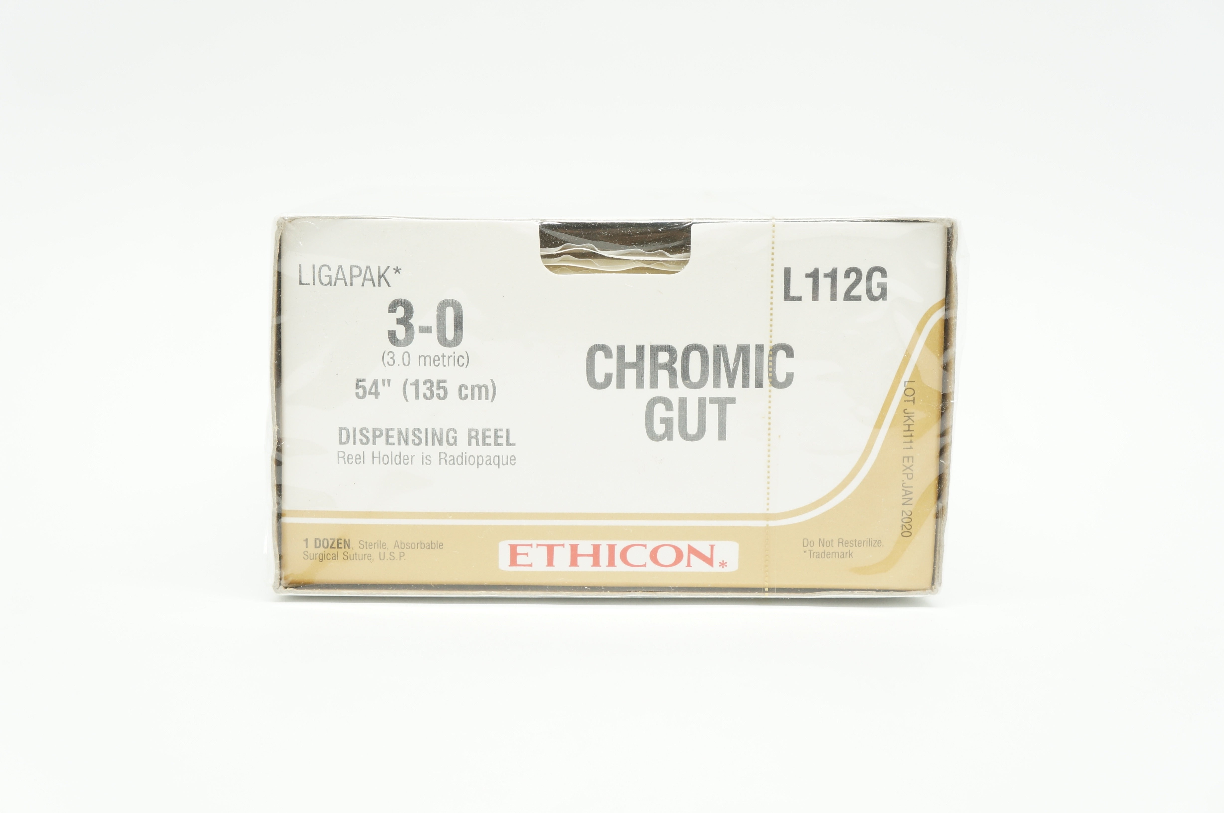Ethicon L112G 3-0 Chromic Gut Dispensing Reel 54inch (x) - Box of 12