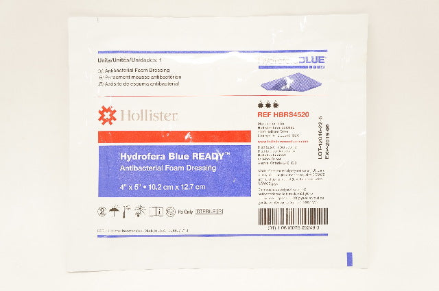 Hollister HBRS4520 Hydrofera Blue Ready Antibacterial Foam Dressing 4 x 5in. (x)