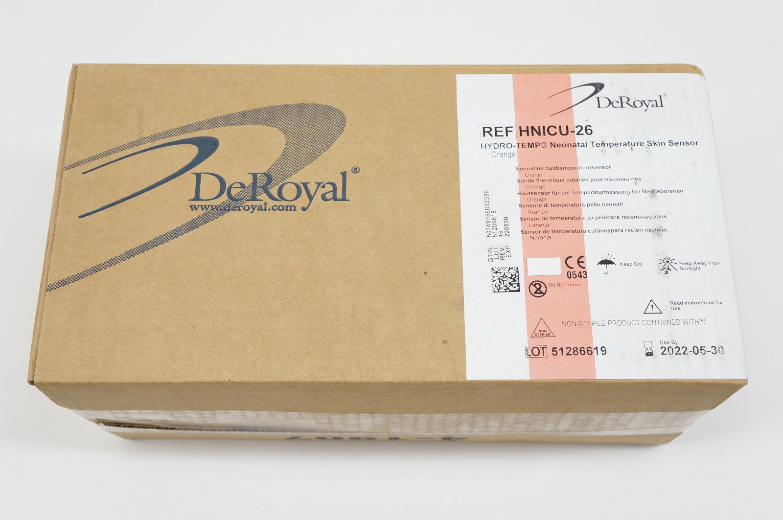DeRoyal HNICU-26 HYDRO-TEMP Neonatal Temperature Skin Sensor - Box of 50