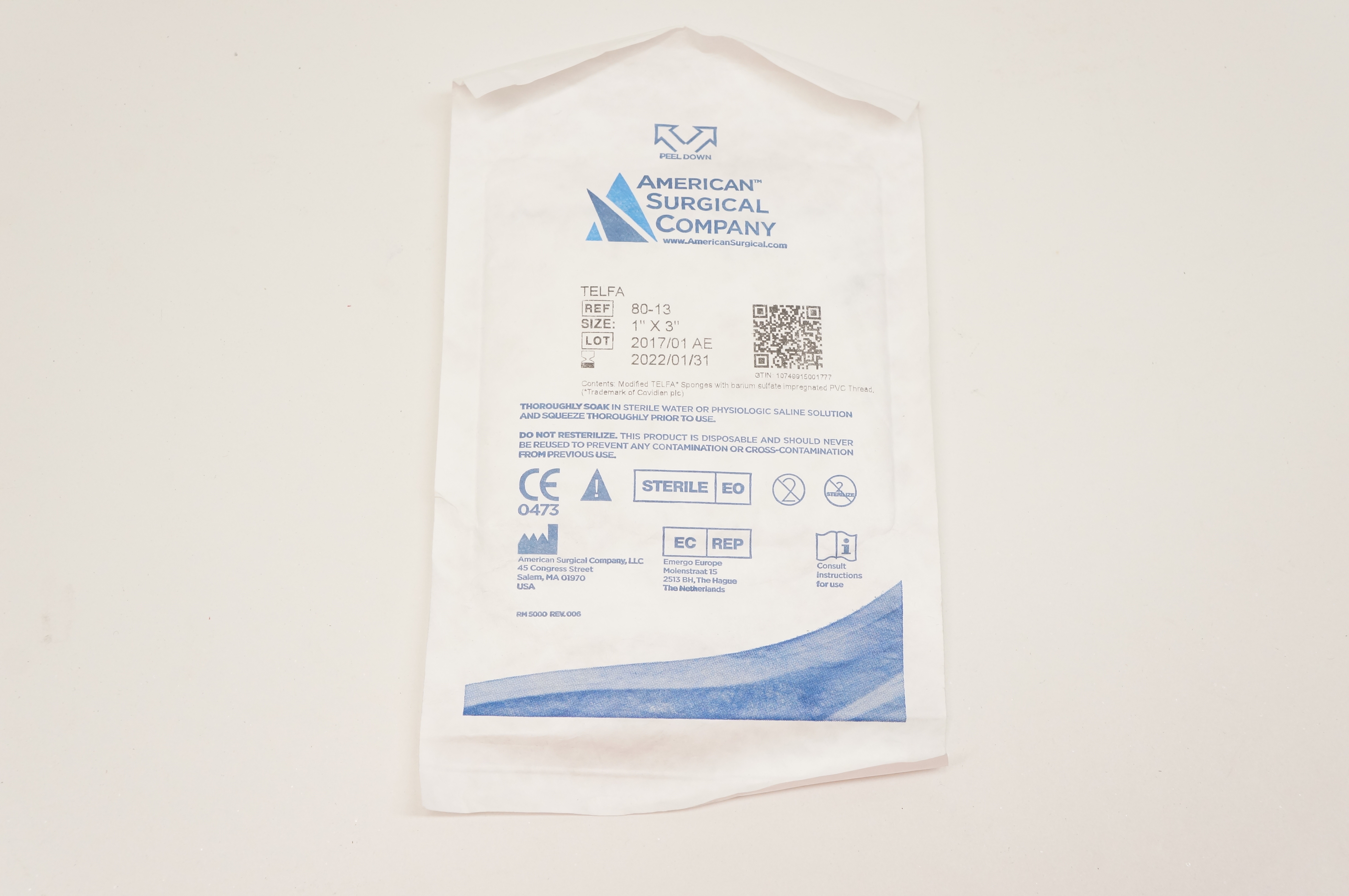 American Surgical 80-13 Telfa 1inch x 3inch