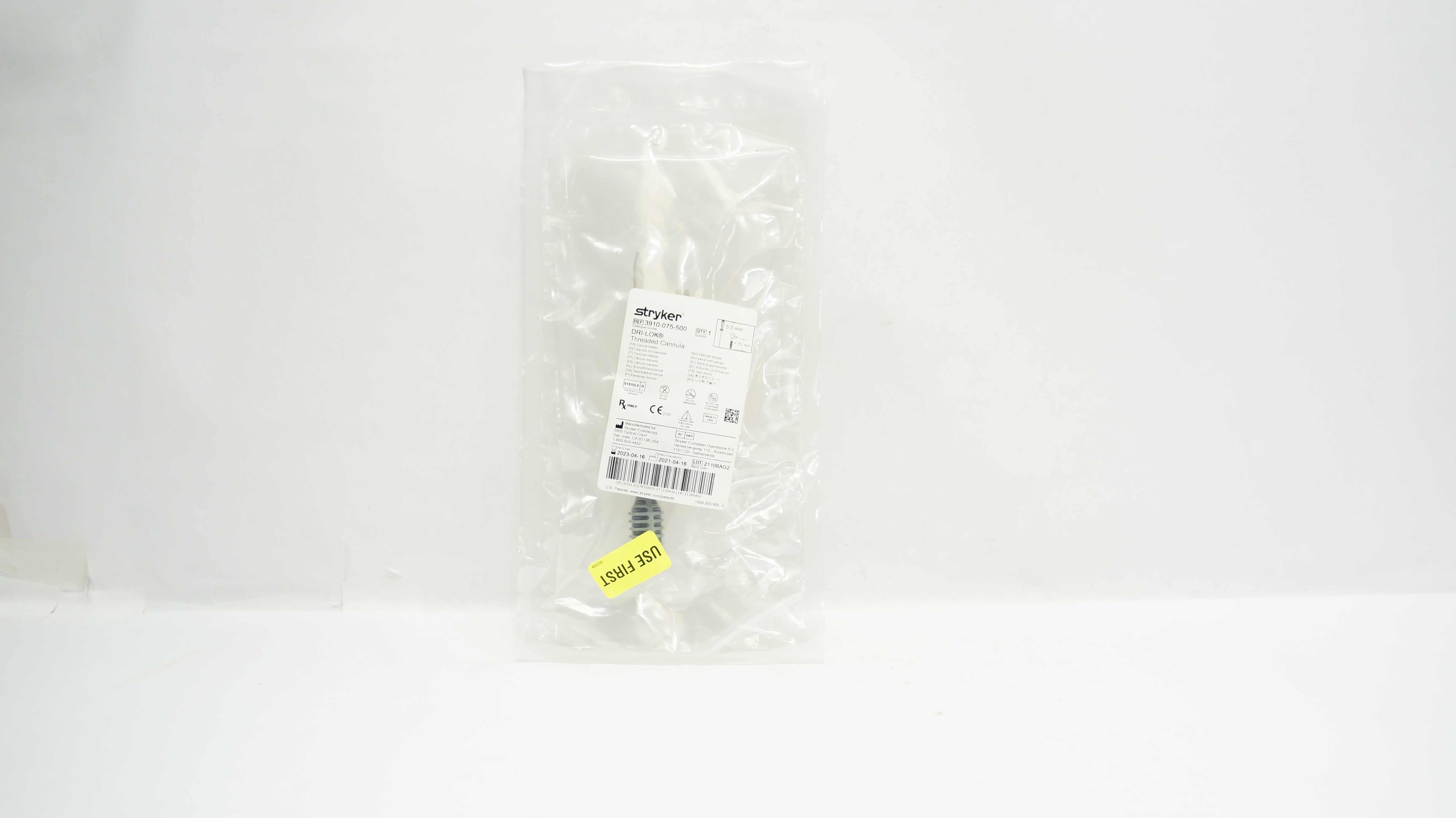 Stryker 3910-075-500 DRI-LOK Threaded Cannula 5.0mm x 75mm (x)