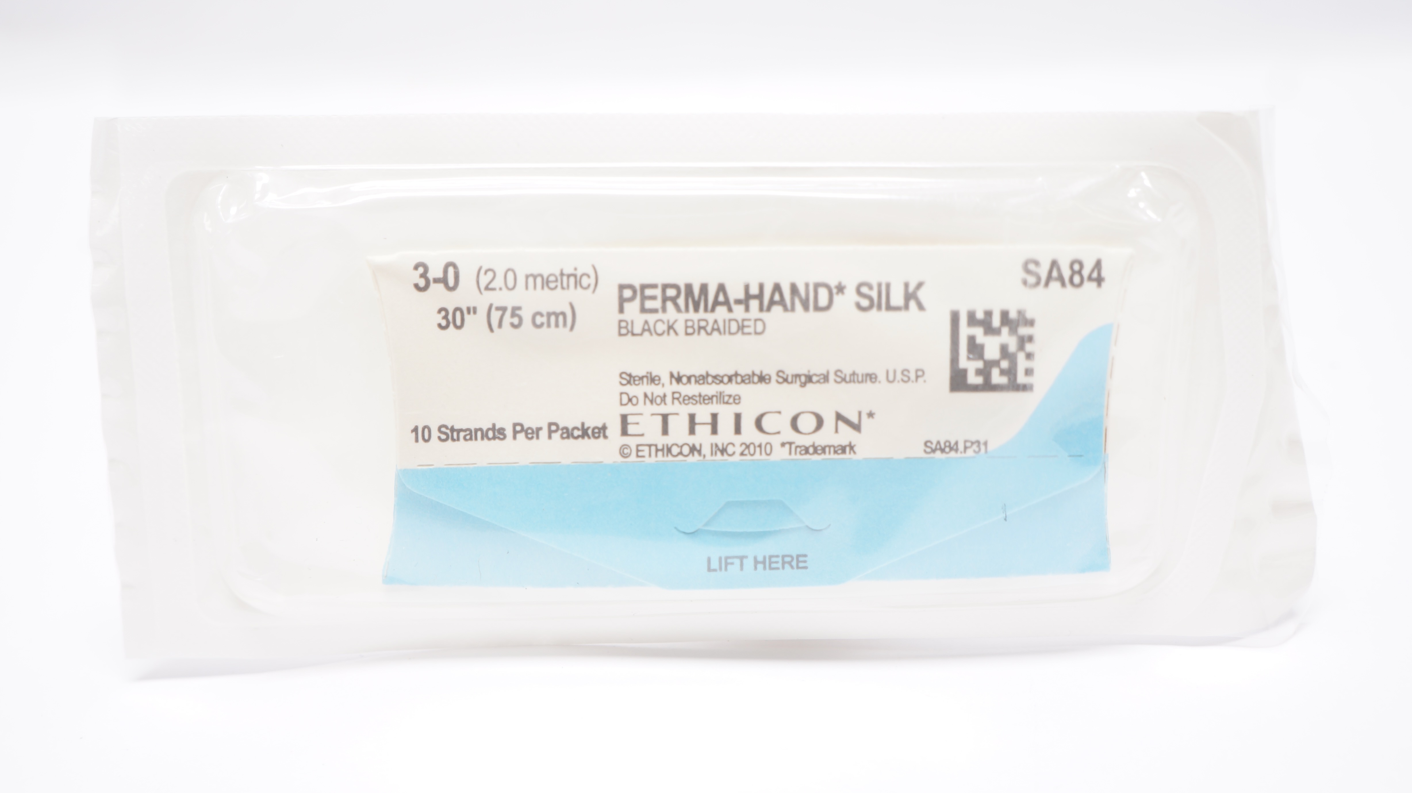 Ethicon SA84 3-0 Perma-Hand Silk, Black Braided Surgical Stre 30 inch (x)