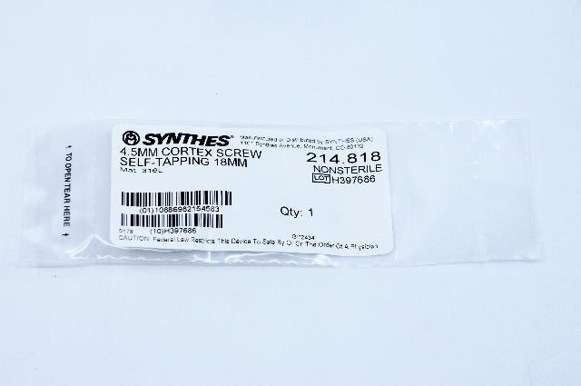 Synthes 214.818 4.5mm Cortex Screw Self-Tapping 18mm