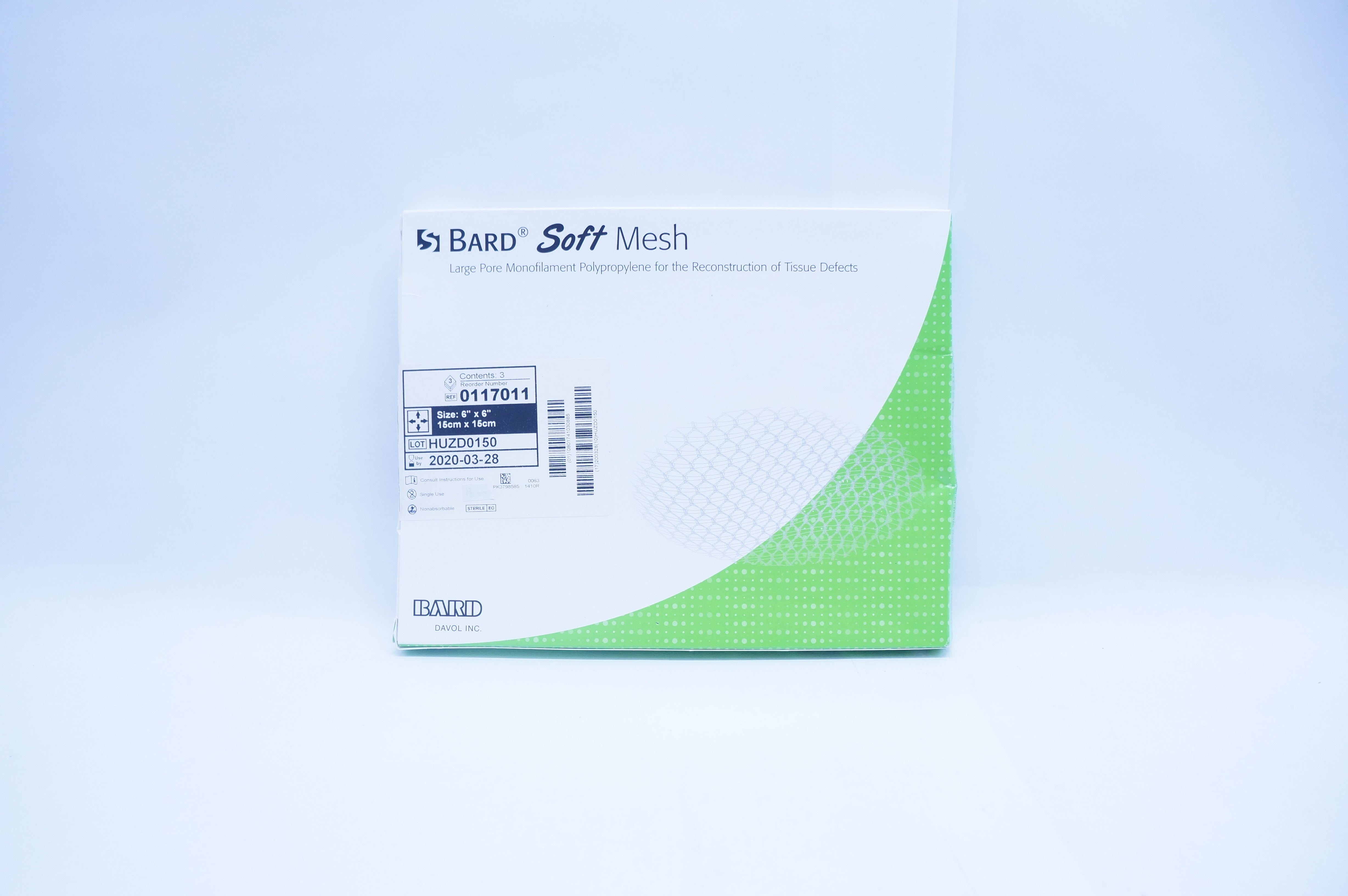 Bard 0117011 Soft Mesh Large Pore Monofilament 6 x 6inch (x) - Box of 3