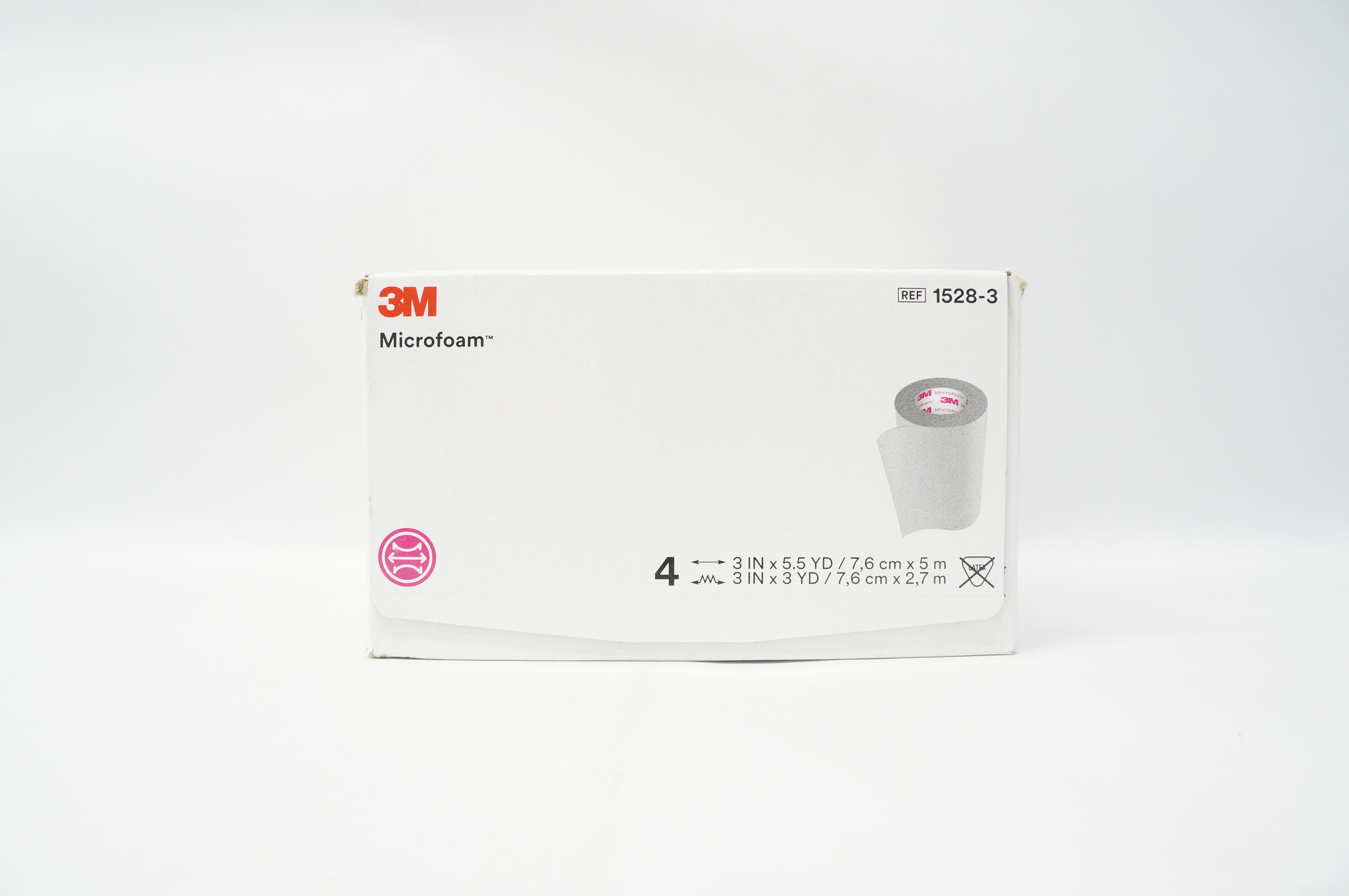 3M 1528-3 Microfoam Surgical Tape 3inch x 3yd. - Box of 4