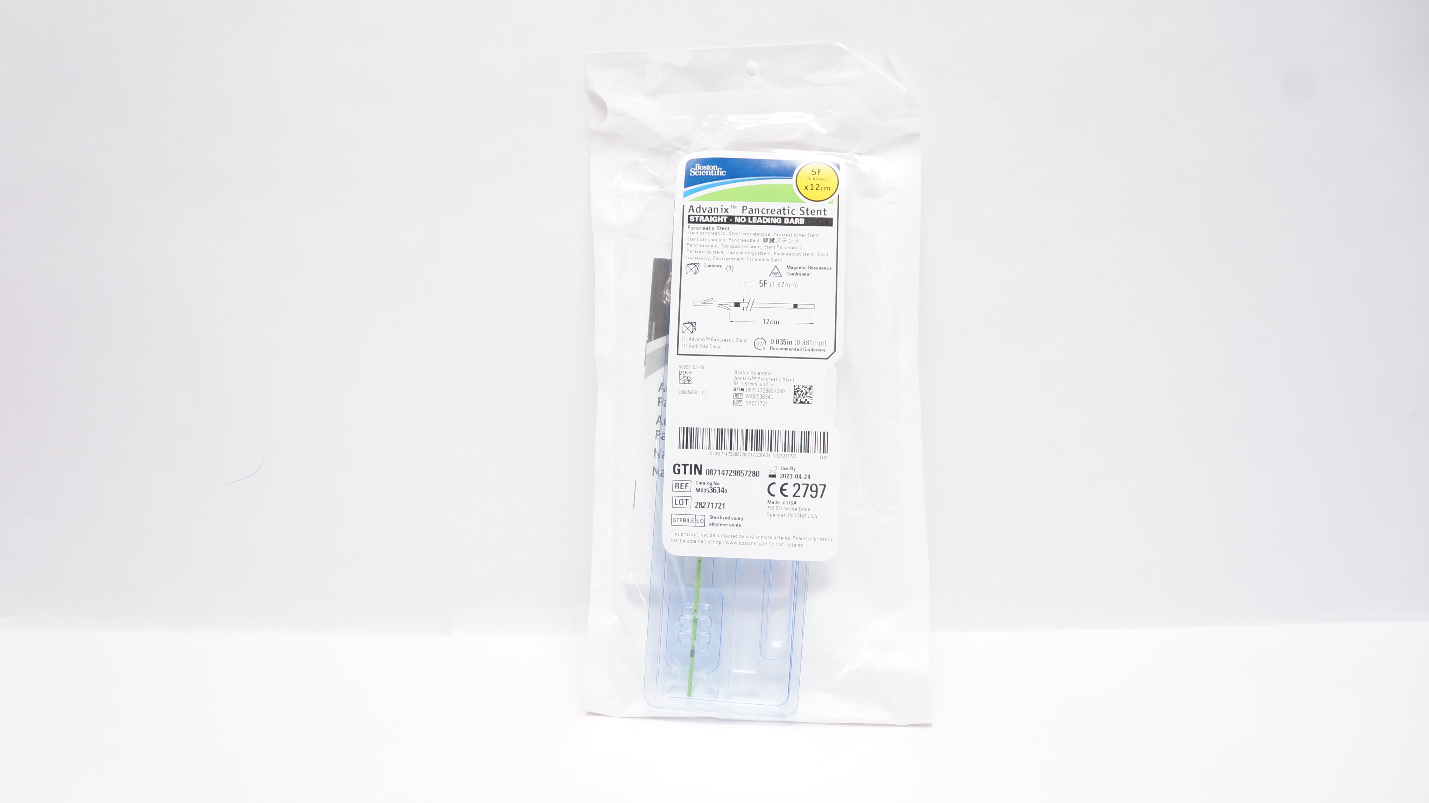 Boston Scientific M00536340 Advanix Pancreatic Straight Stnt 5F x 12cm (x)
