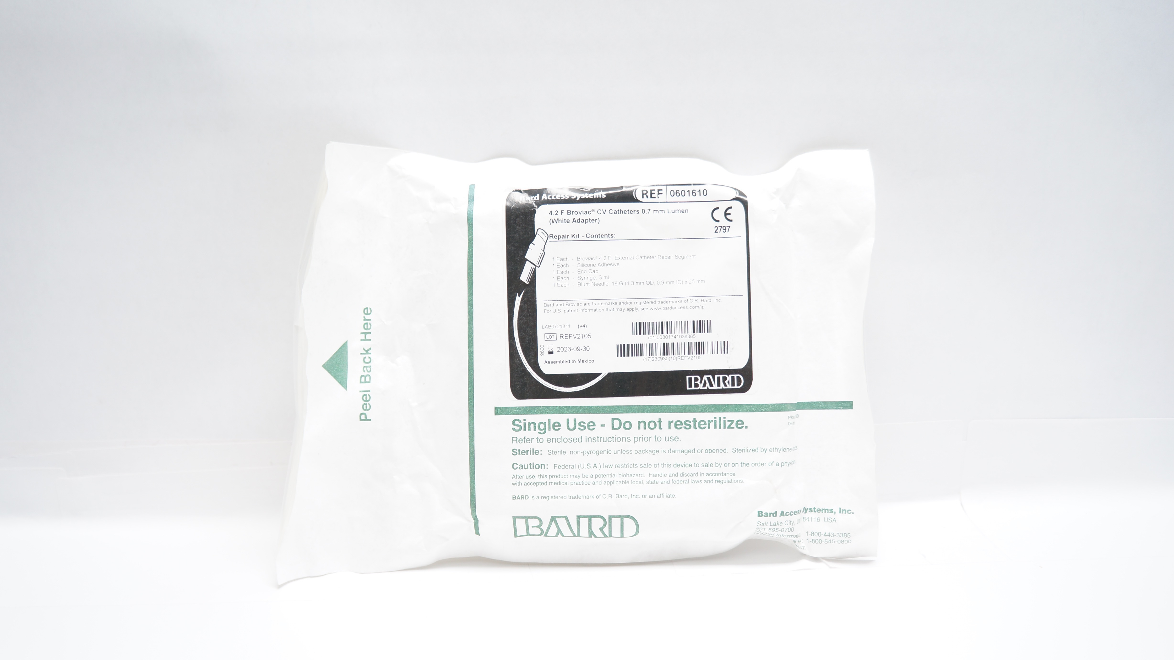 Bard 0601610 Broviac CV 4.2F Cath. 0.7mm Lumen, Repair Kit (x)