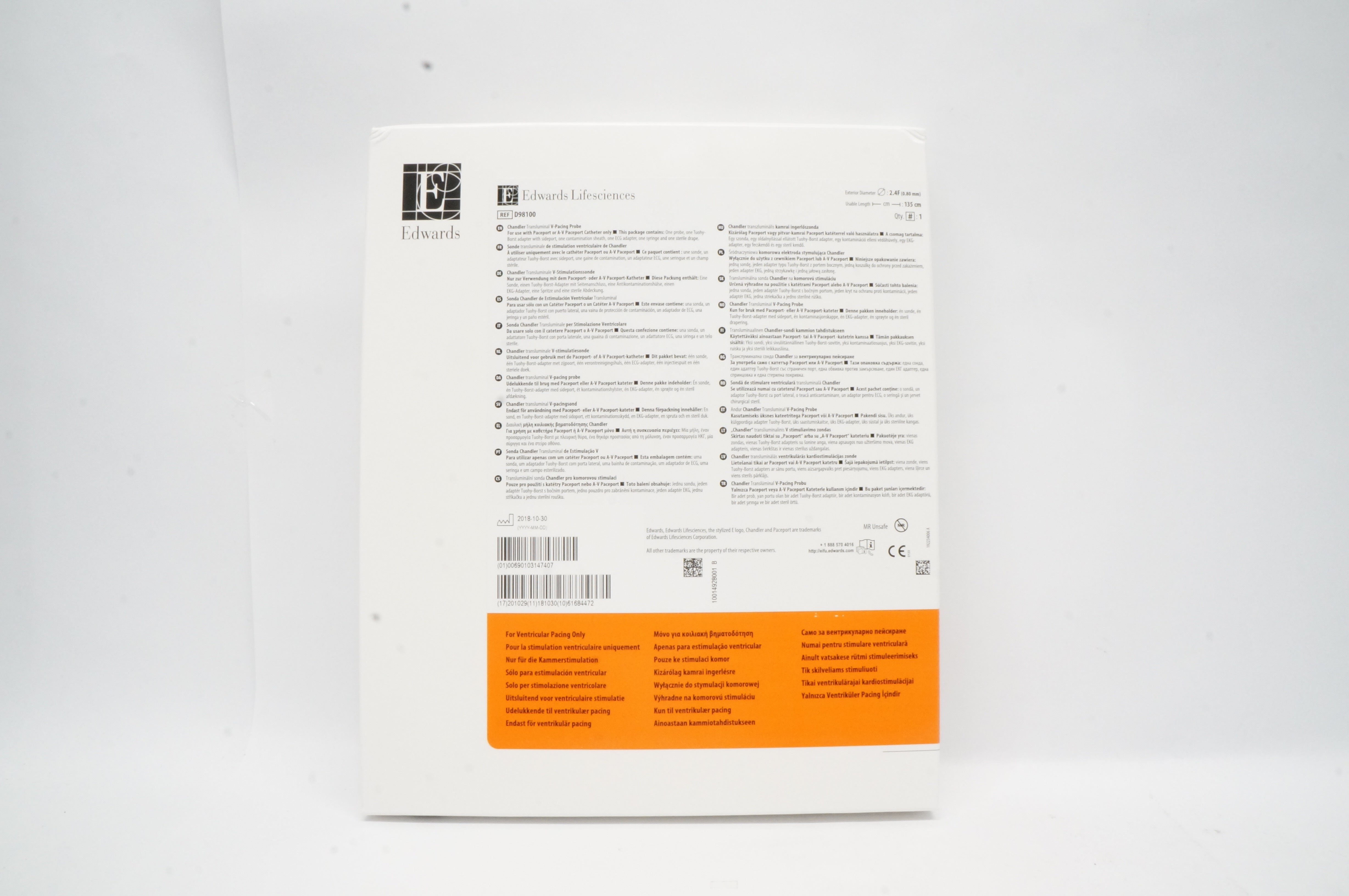 Edwards Lifesciences D98100 Chandler Transluminal V-Pacing Probe (x)