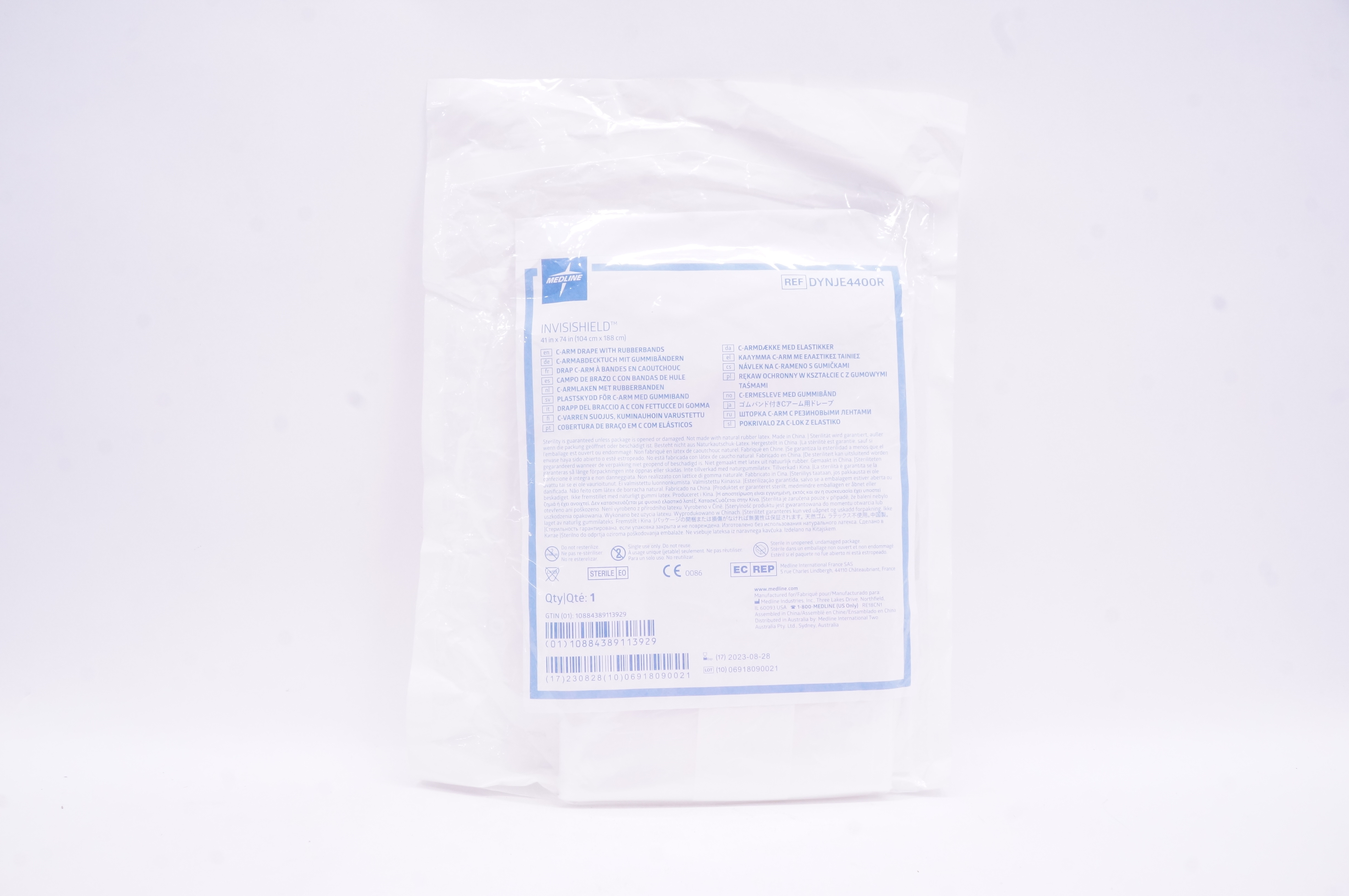 Medline DYNJE4400R Invisishield C-Arm Drape With Rubberbands 41 inch x 74 inch