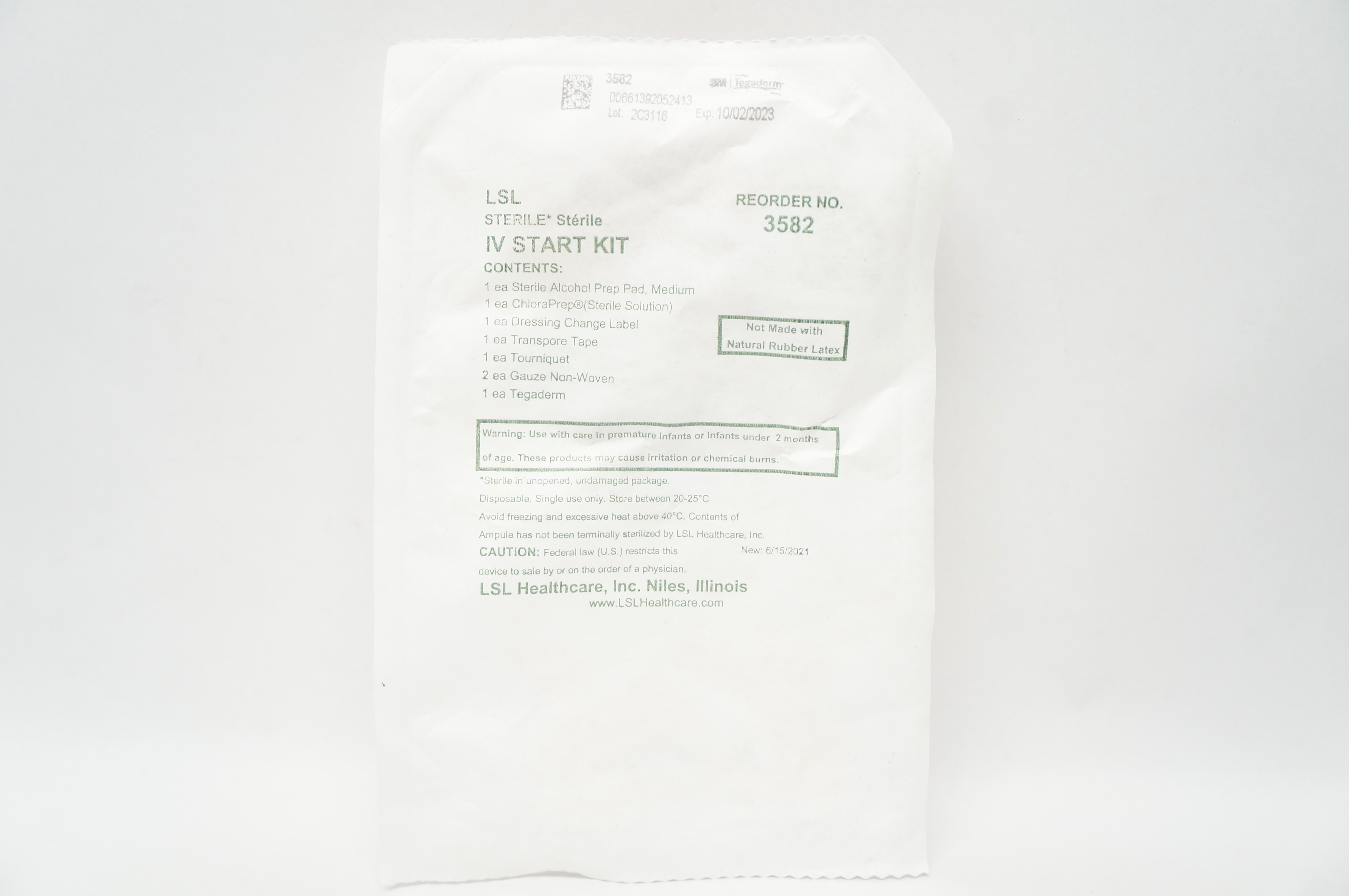 LSL Healtcare 3582 IV Start Kit