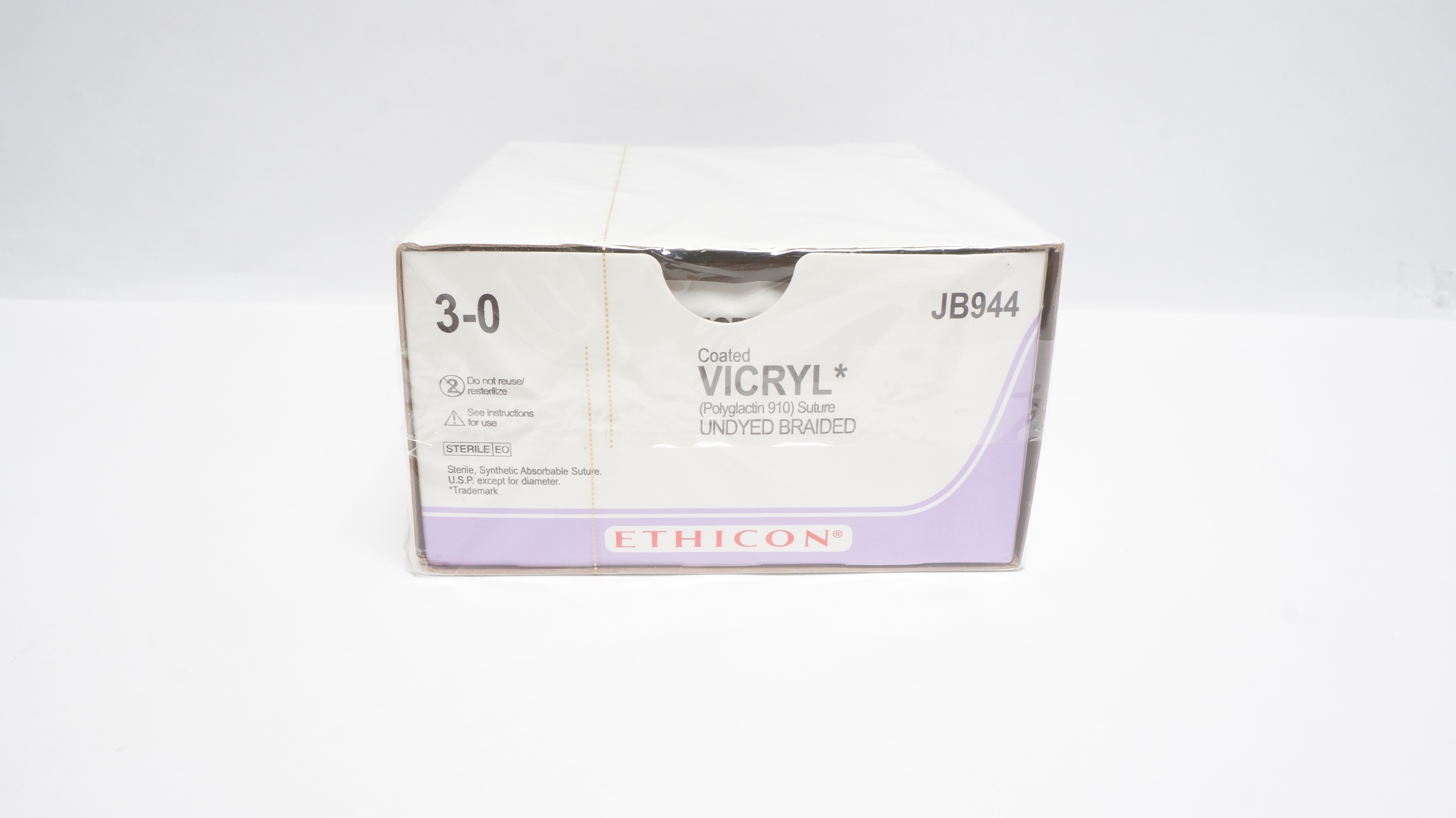 Ethicon JB944 3-0 36in COATED VICRYL Stre., CTB-1 36mm Ndle. (x) - Box of 36