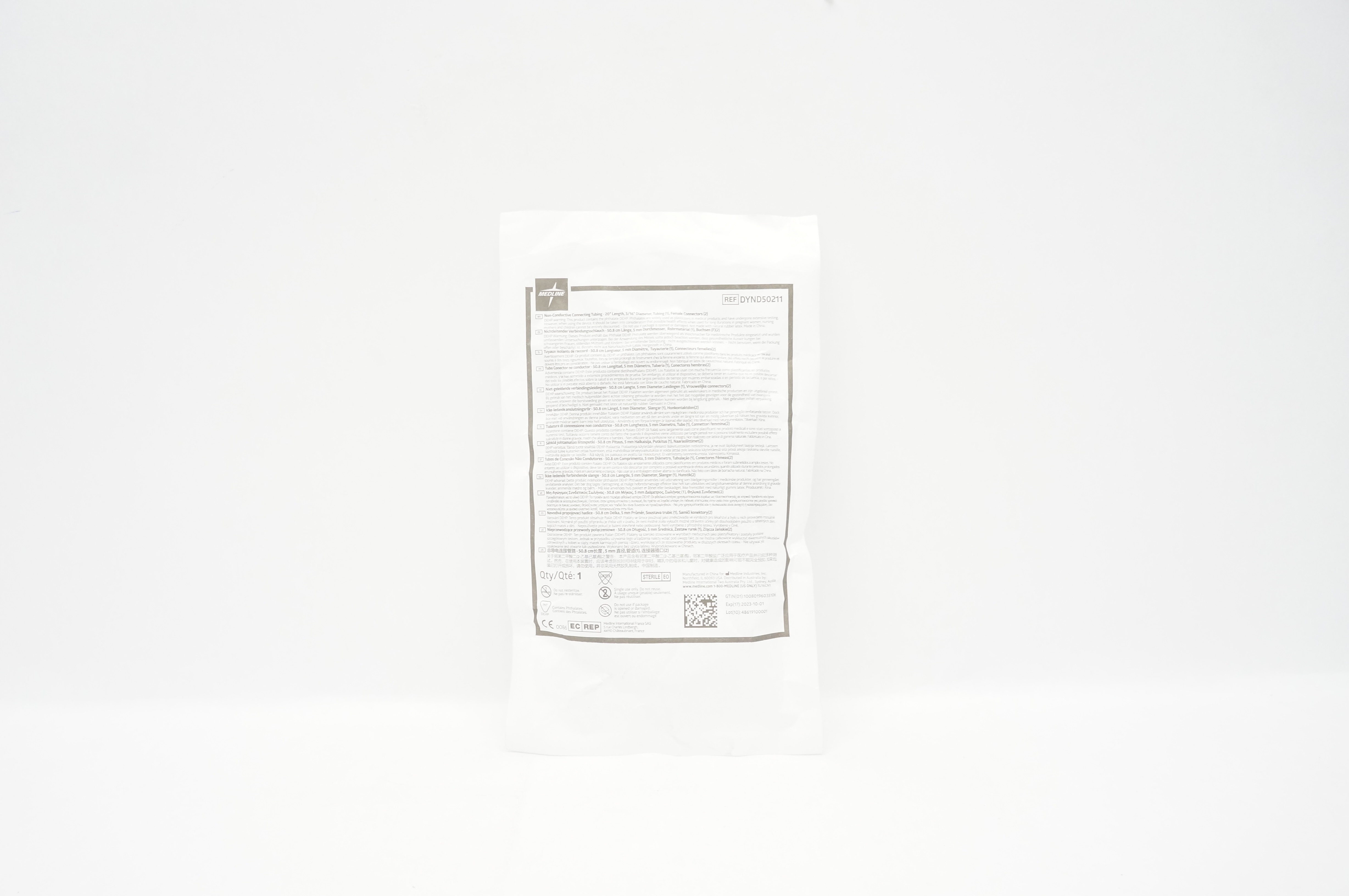 Medline DYND50211 Non Conductive Connecting Tubing 20inch x 3/16inch