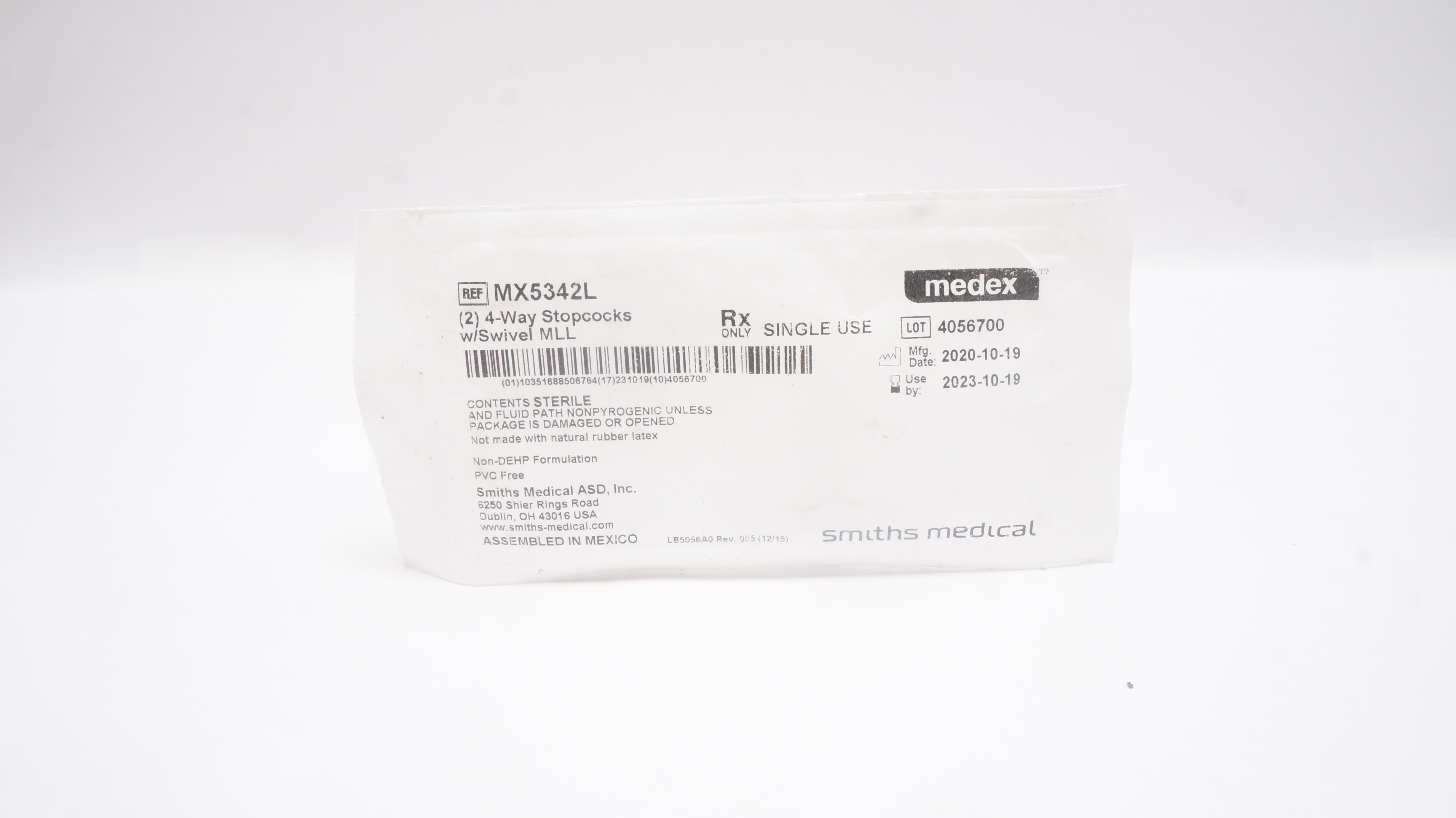 Smiths Medical MX5342L Medex 4 Way Stopcocks w/Swivel MLL (x) - Pack of 2