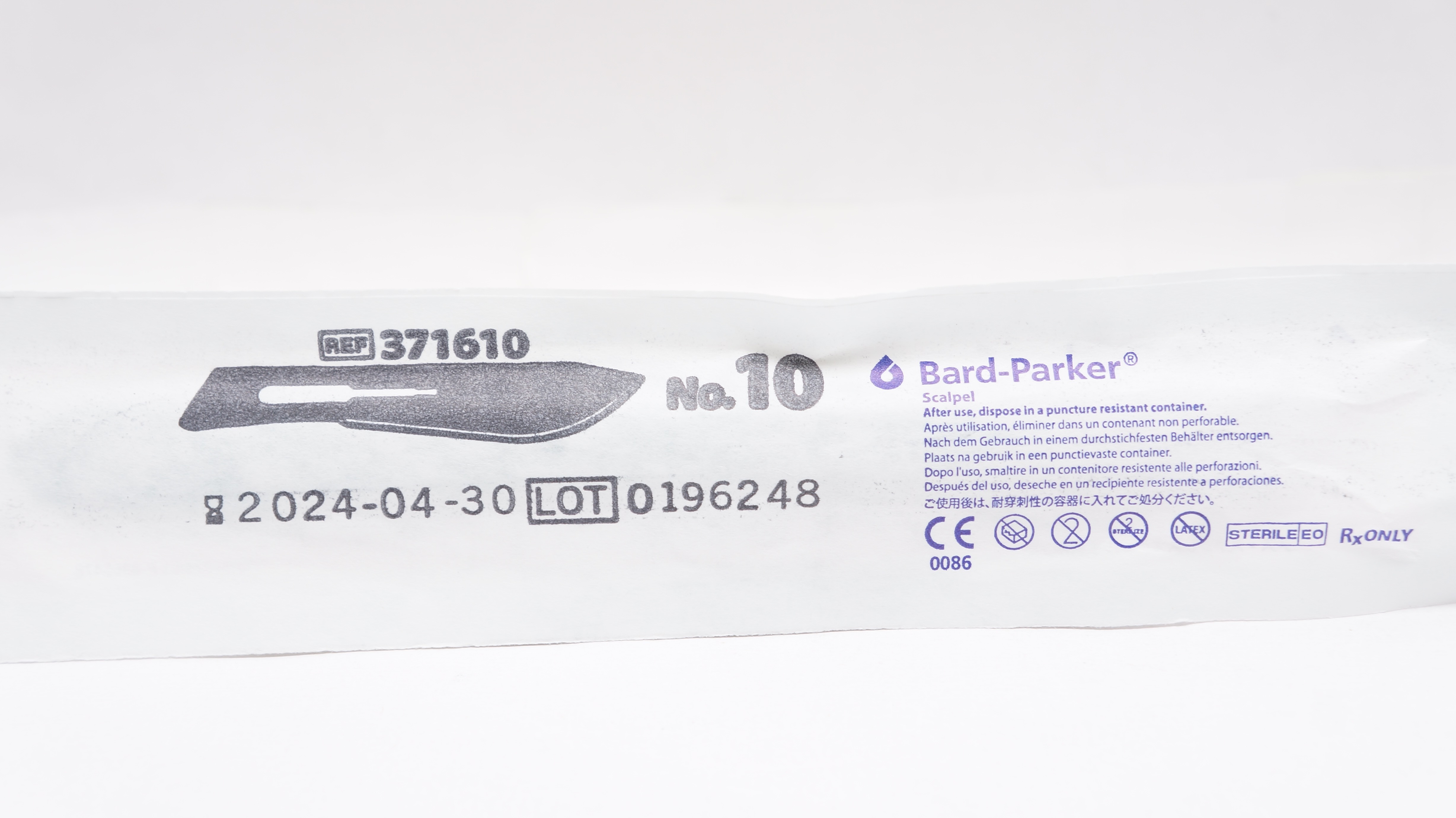 Aspen Surgical 371610 Bard-Parker Scalpel Stainless Steel Surgical Blade N10