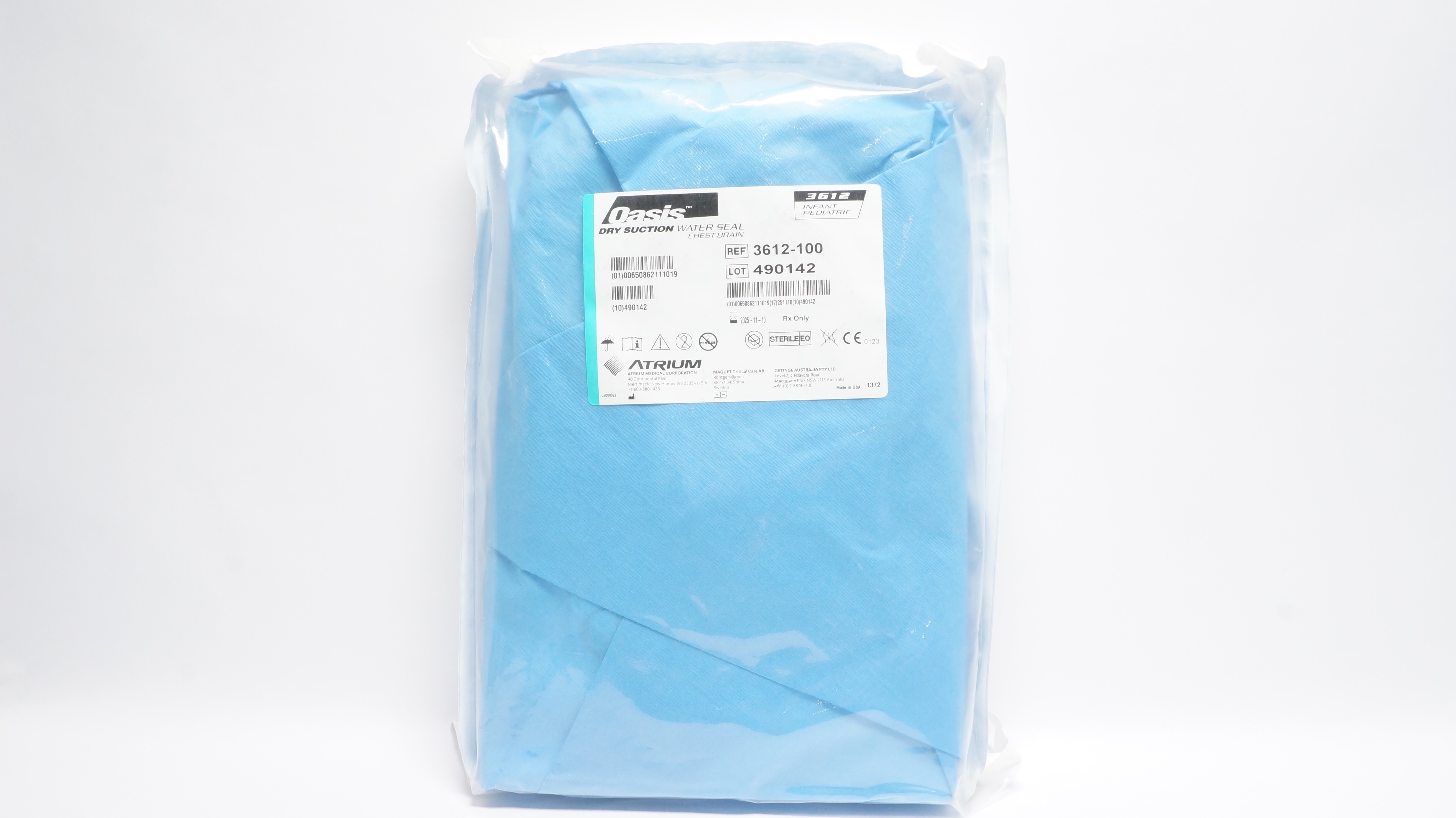Atrium 3612-100 Oasis Dry Suction Water Seal Chest Drain Infant Pediatric (x)