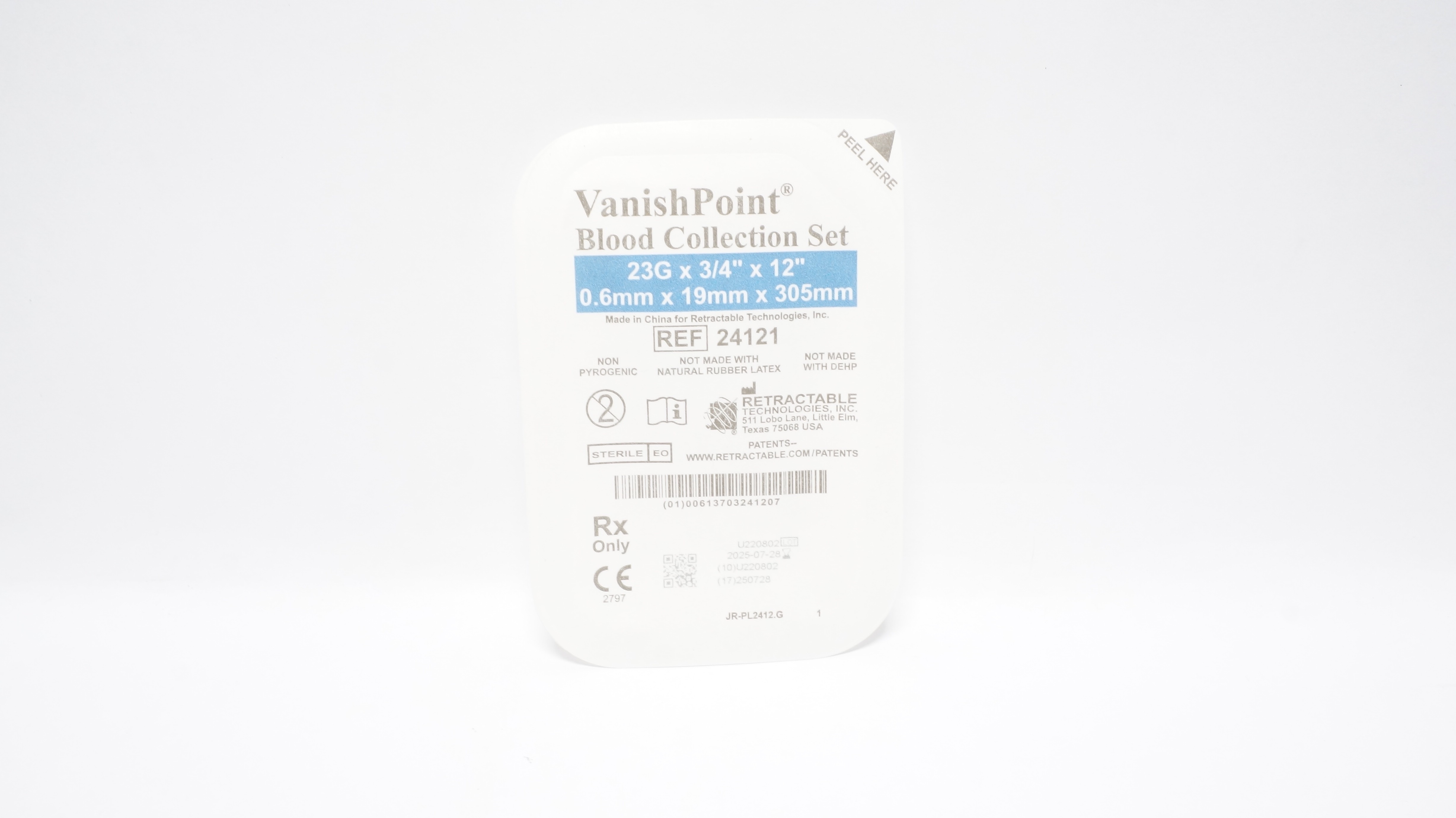 Retractable Technologies 24121 VanishPoint Blood Collection Set 23Gx3/4x12In (x)