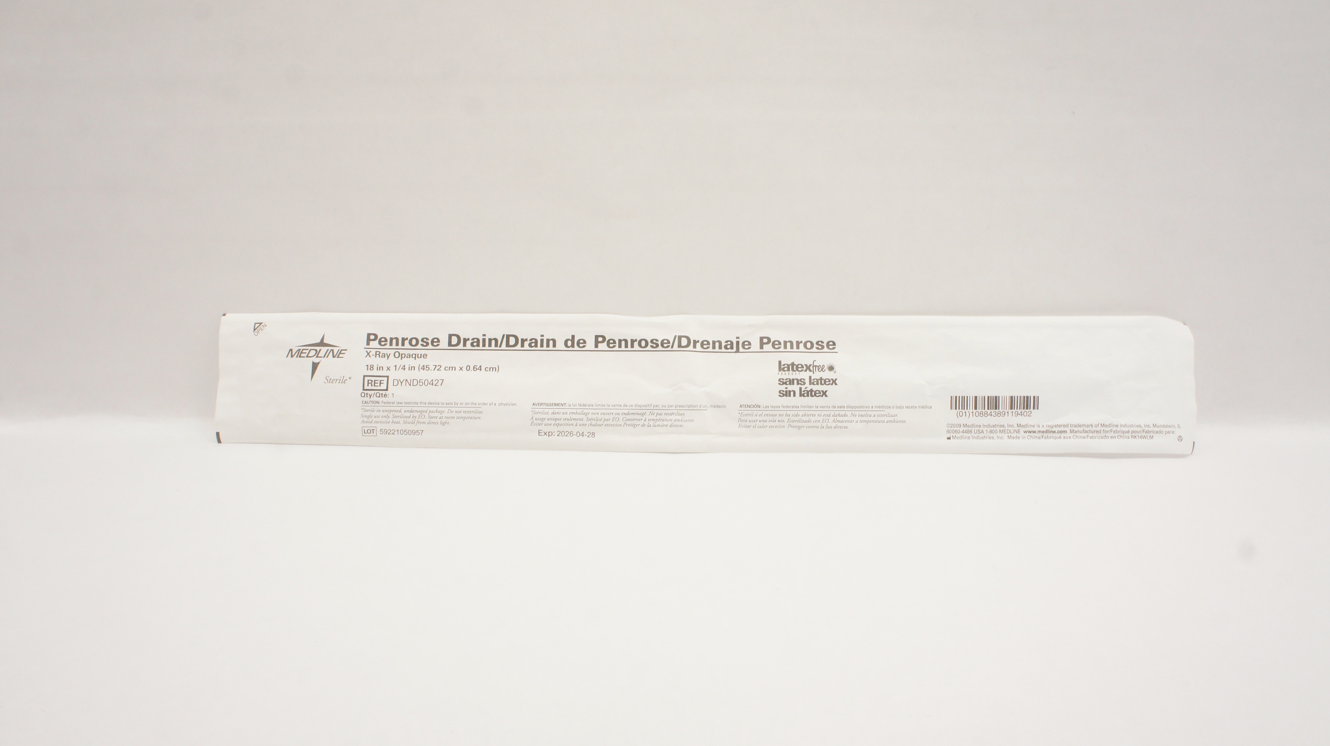 Medline DYND50427 Penrose Drain X-Ray Opaque 18inch x 1/4inch