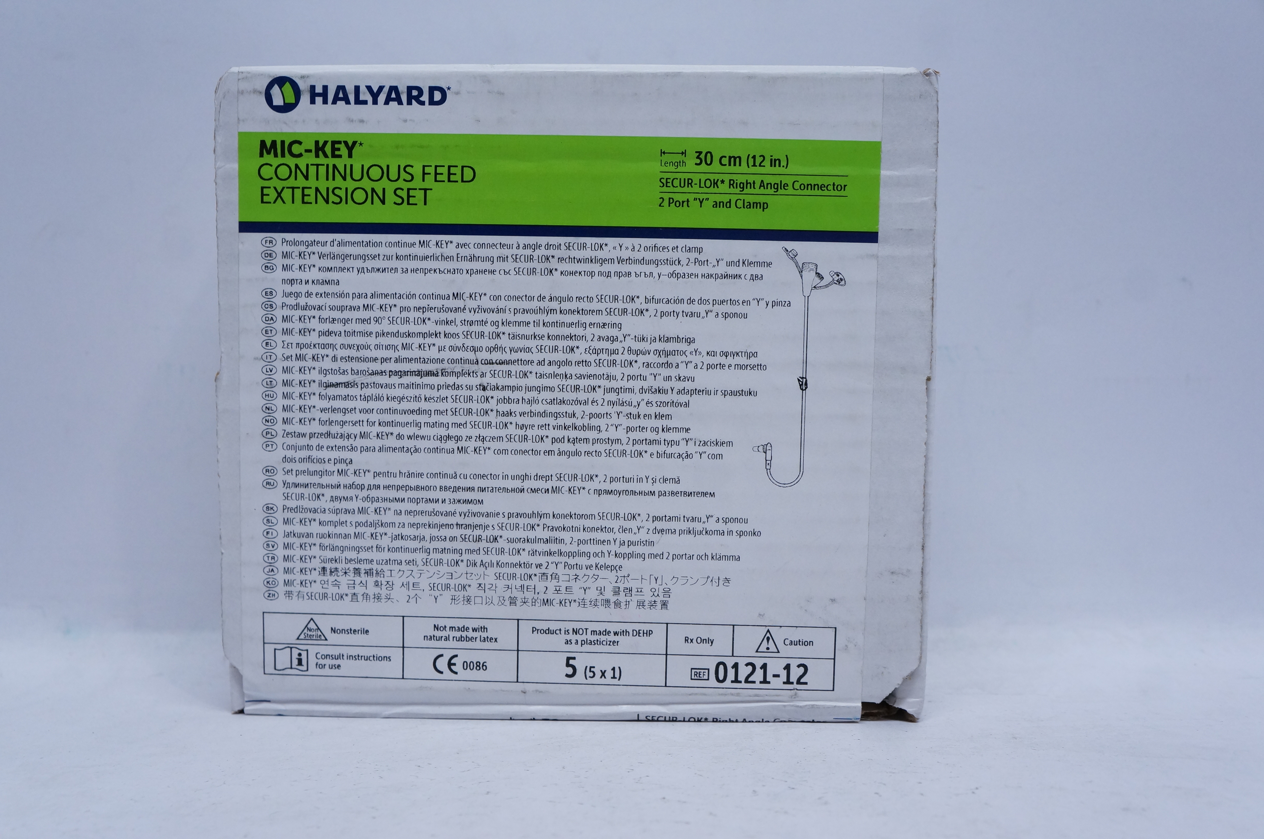 Halyard 0121-12 MIC-KEY Contonuous Feed Extension Set 12inch - Box of 5