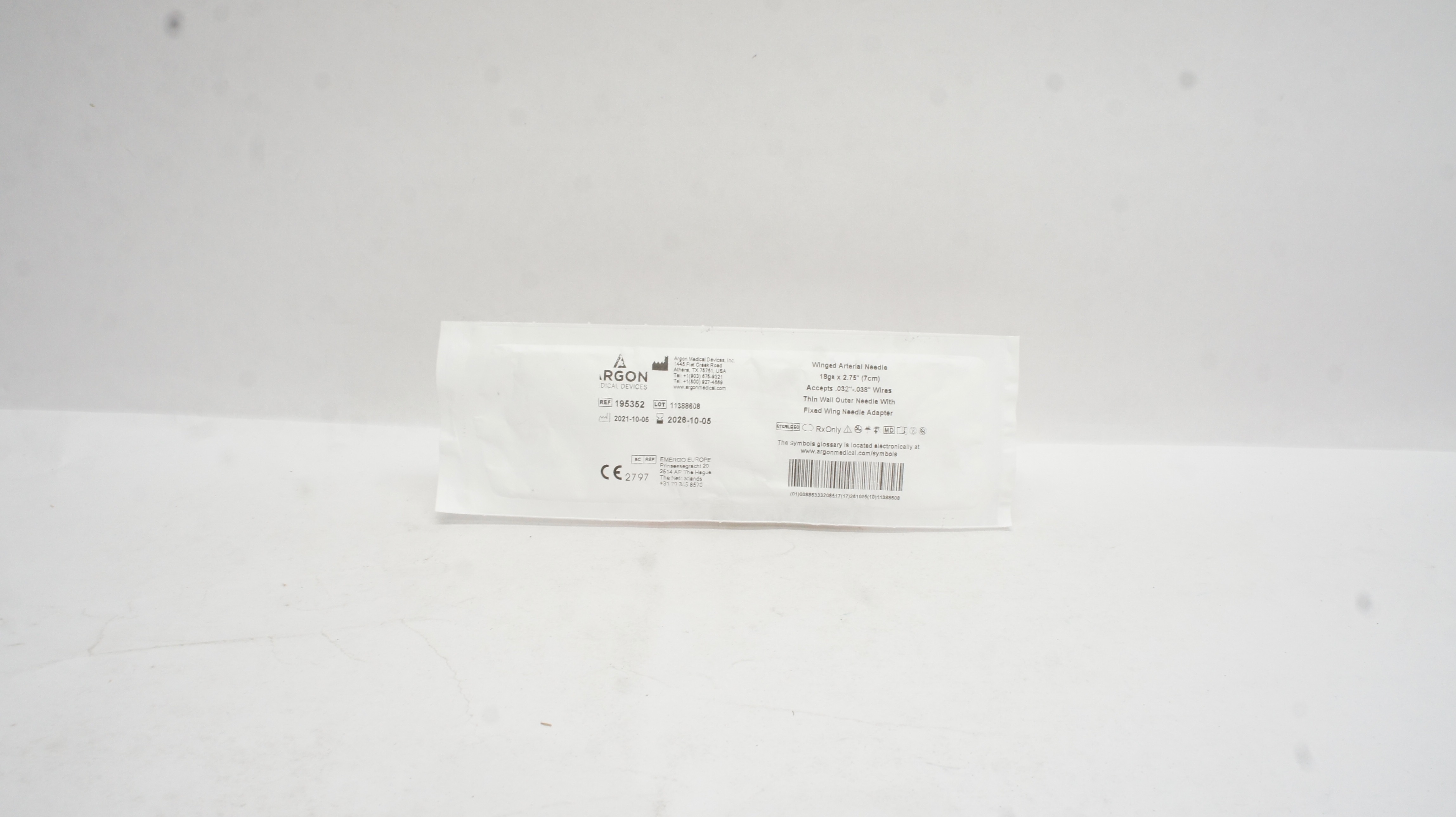 Argon 195352 Winged Arterial Ndle 18ga x 2.75inch
