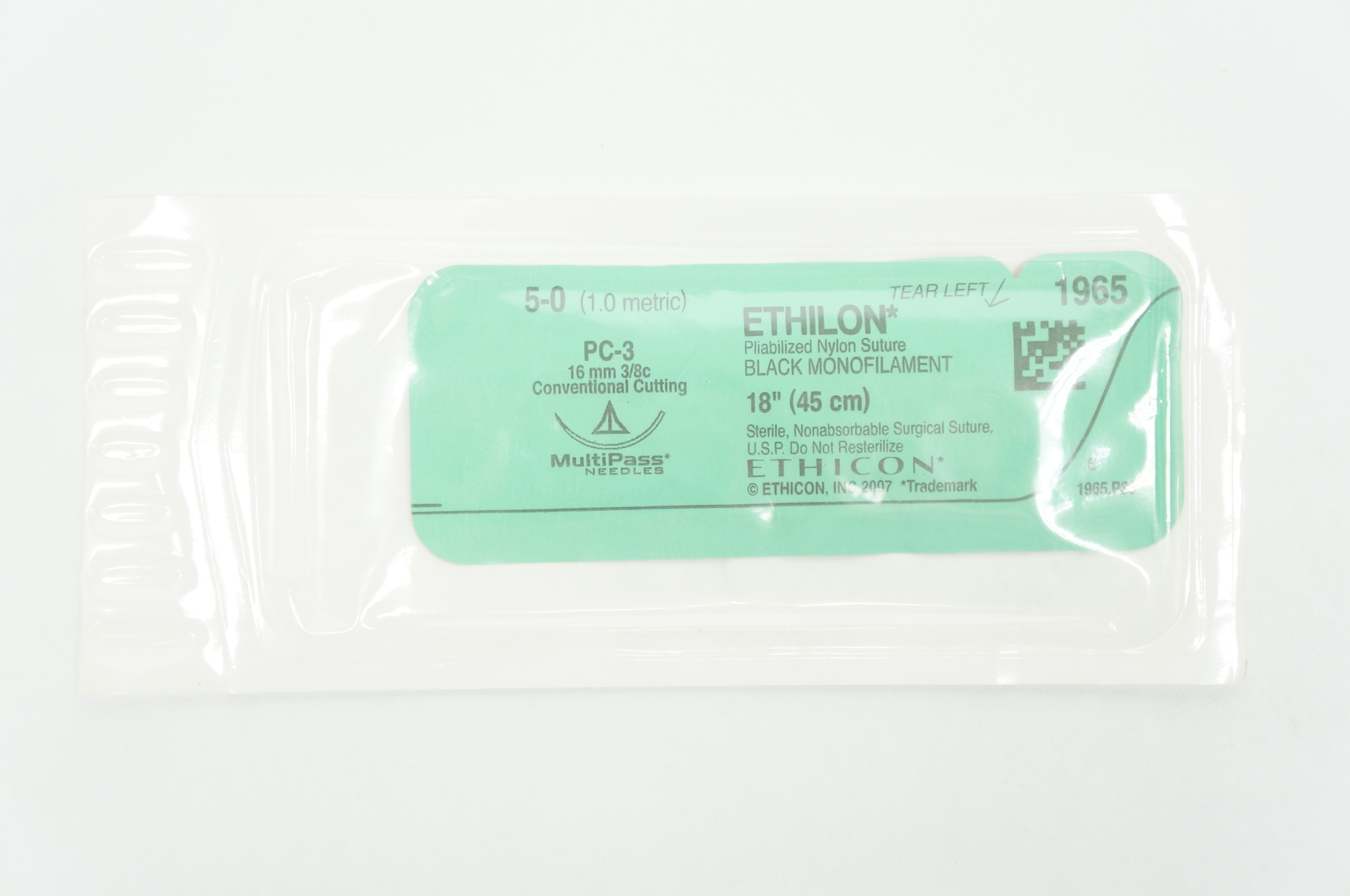 Ethicon 1965 5-0 Piabilized Stre. Monofilament, 18in. Conventional Cutting 16mm