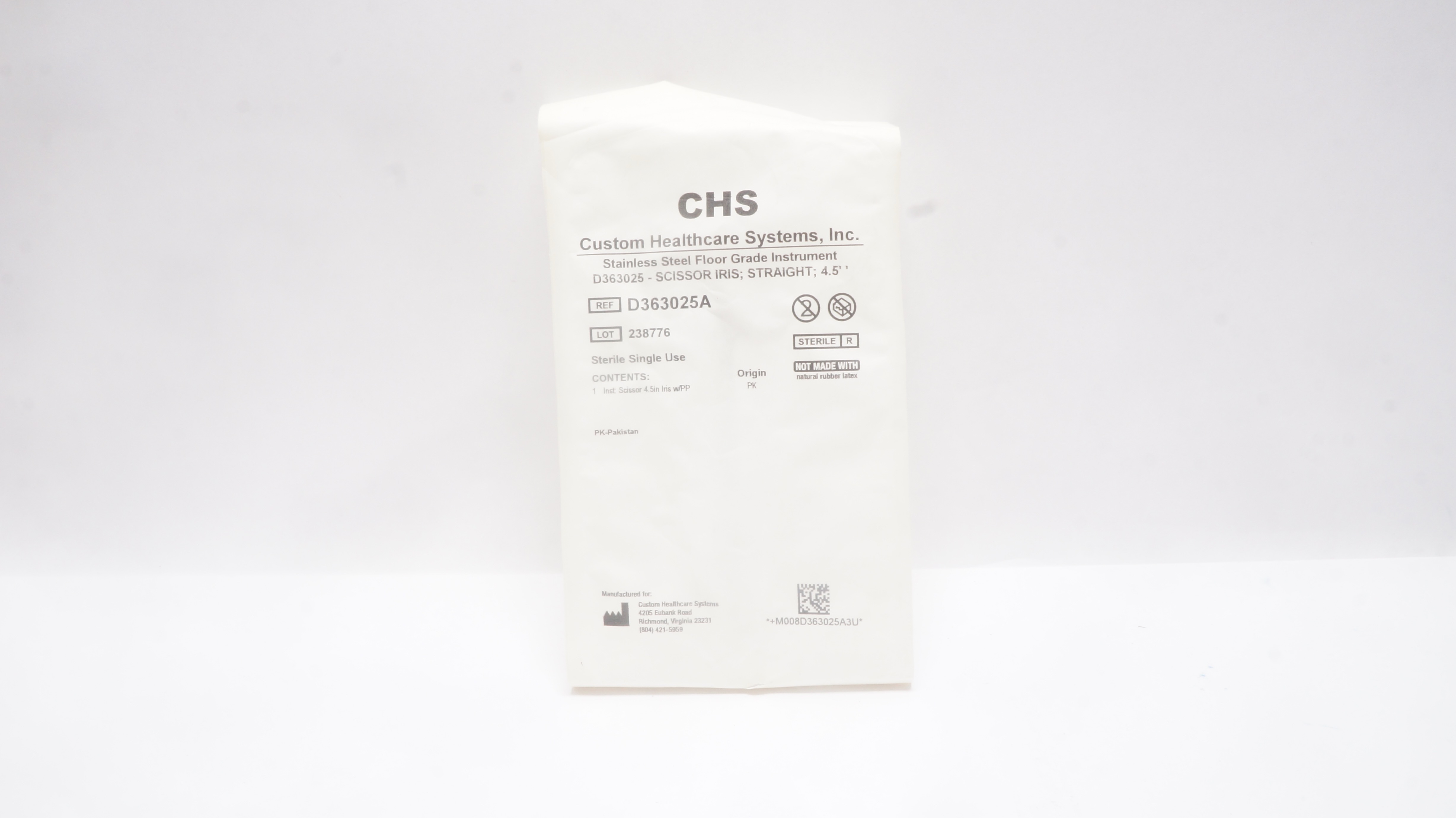 CHS D363025A Stainless Steel Scissor IRIS, Straight 4.5inch