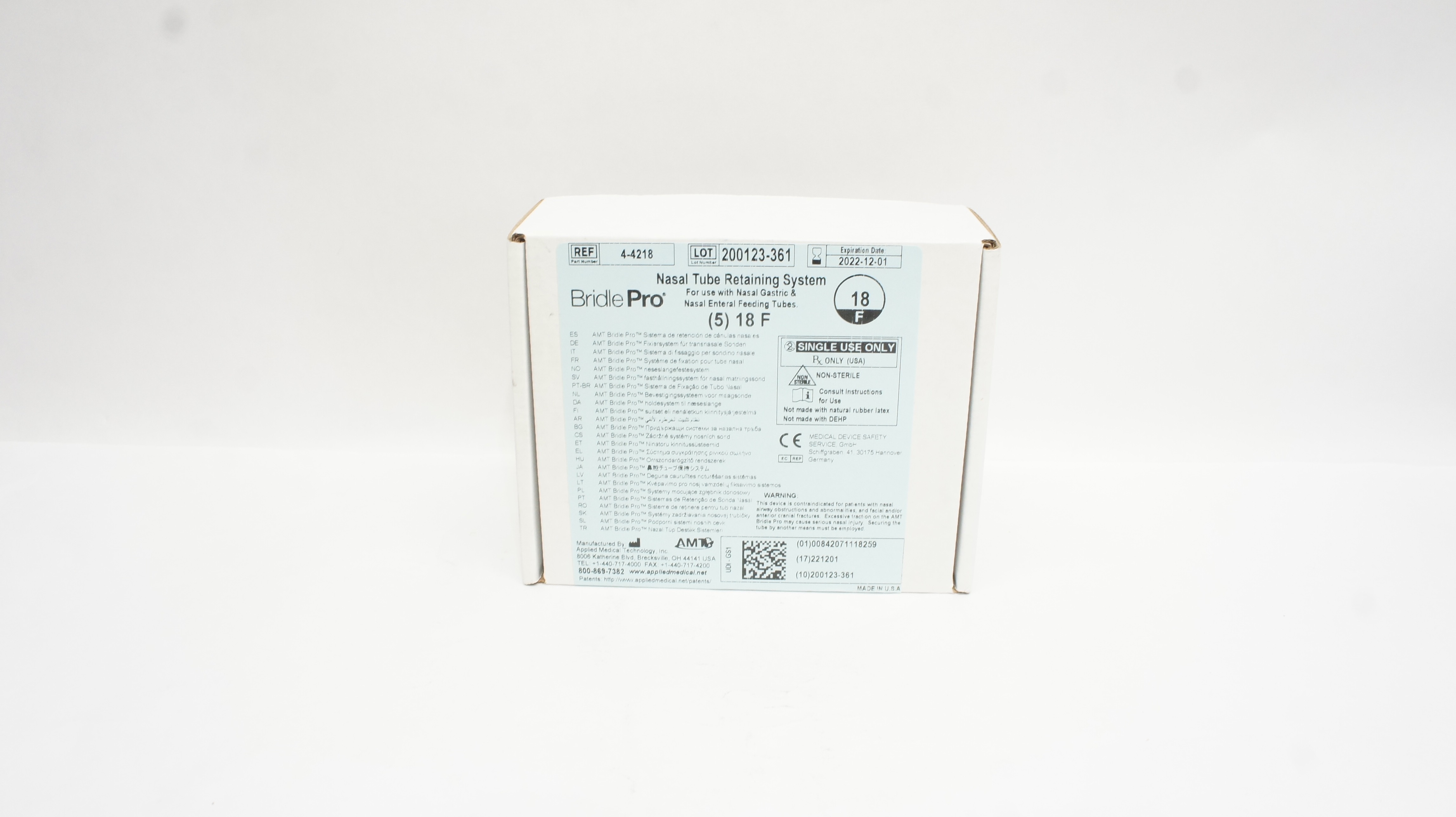 AMT 4-4218 Bridle Pro Nasal Tube Retaining System 18F (x) - Box of 5