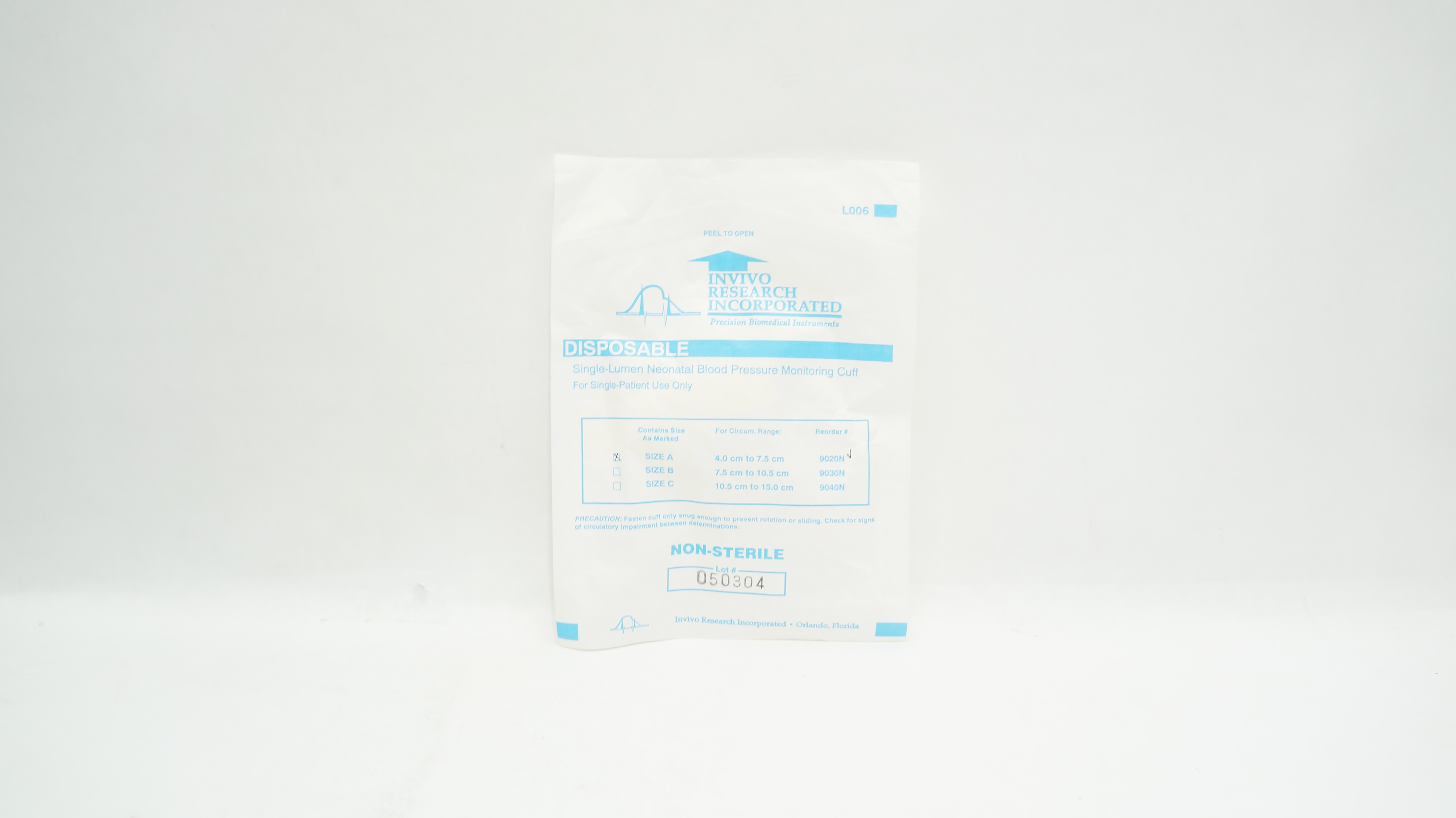 Invivo Research 9020N Lumen Neonatal Blood Pressure Monitoring Cuff 4.0-7.5cm