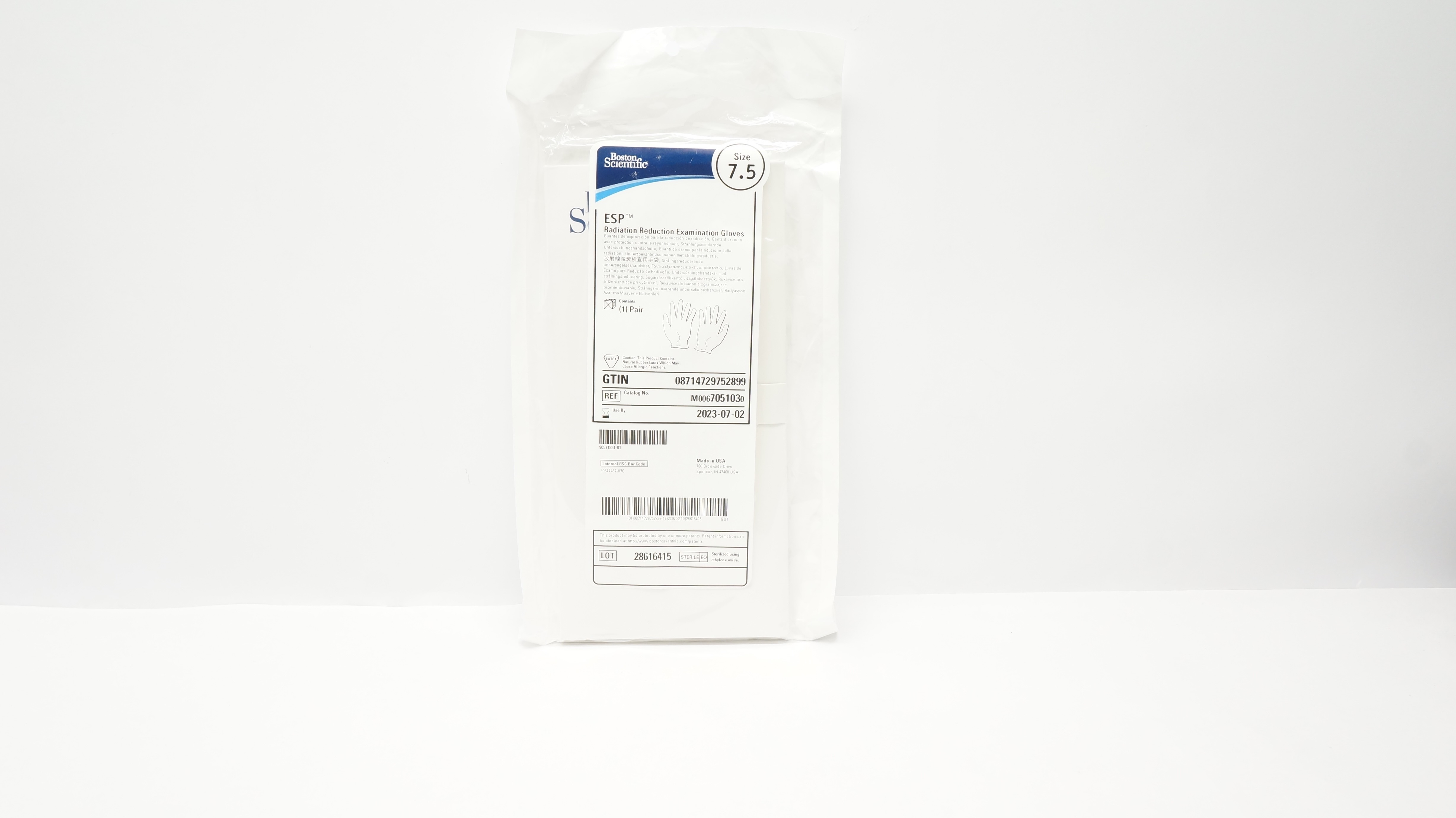 Boston Scientific 705103 ESP Radiation Reduction Examination Gloves, Size 7.5(x)