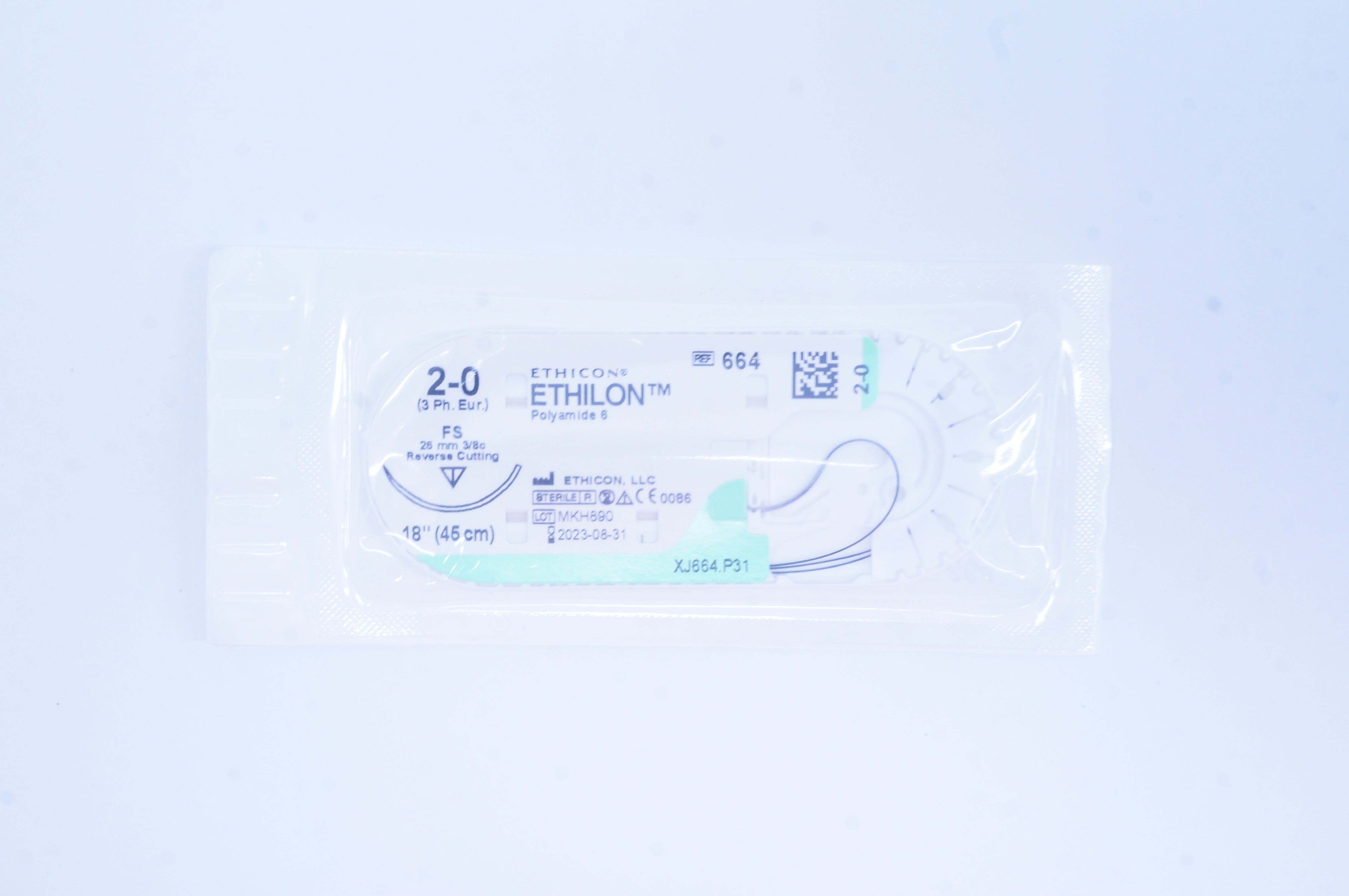 Ethicon 664 2-0 Ethilon Stre FS 26mm 3/8c Reverse Cutting 18 inch